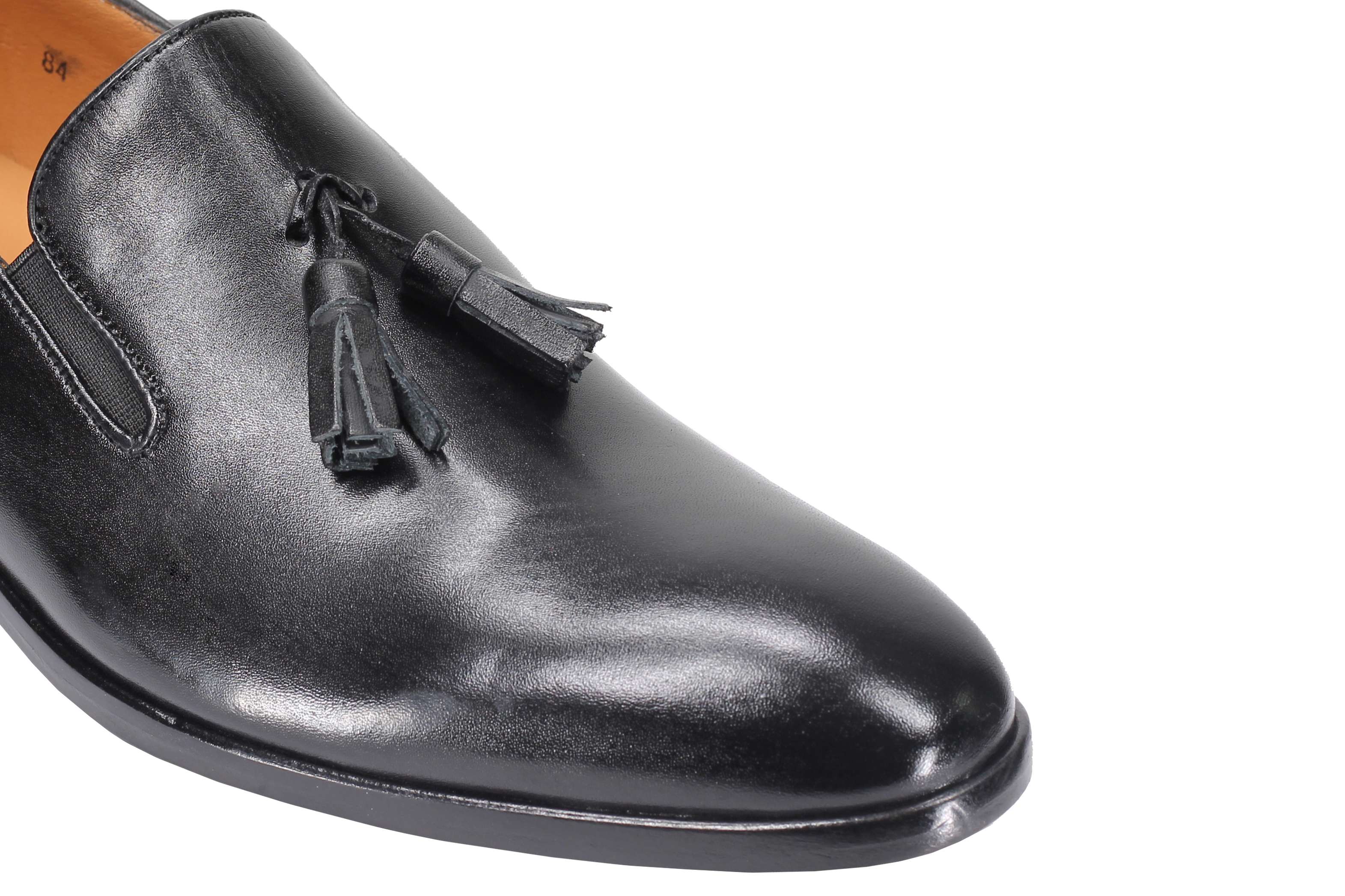 BLACK CALF LEATHER SOLE TASSEL LOAFERS