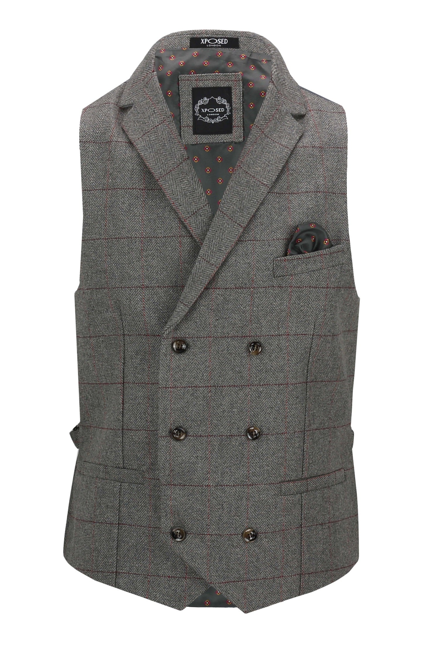 KANO – HERRINGBONE DOUBLE BREASTED GREY WAISTCOAT
