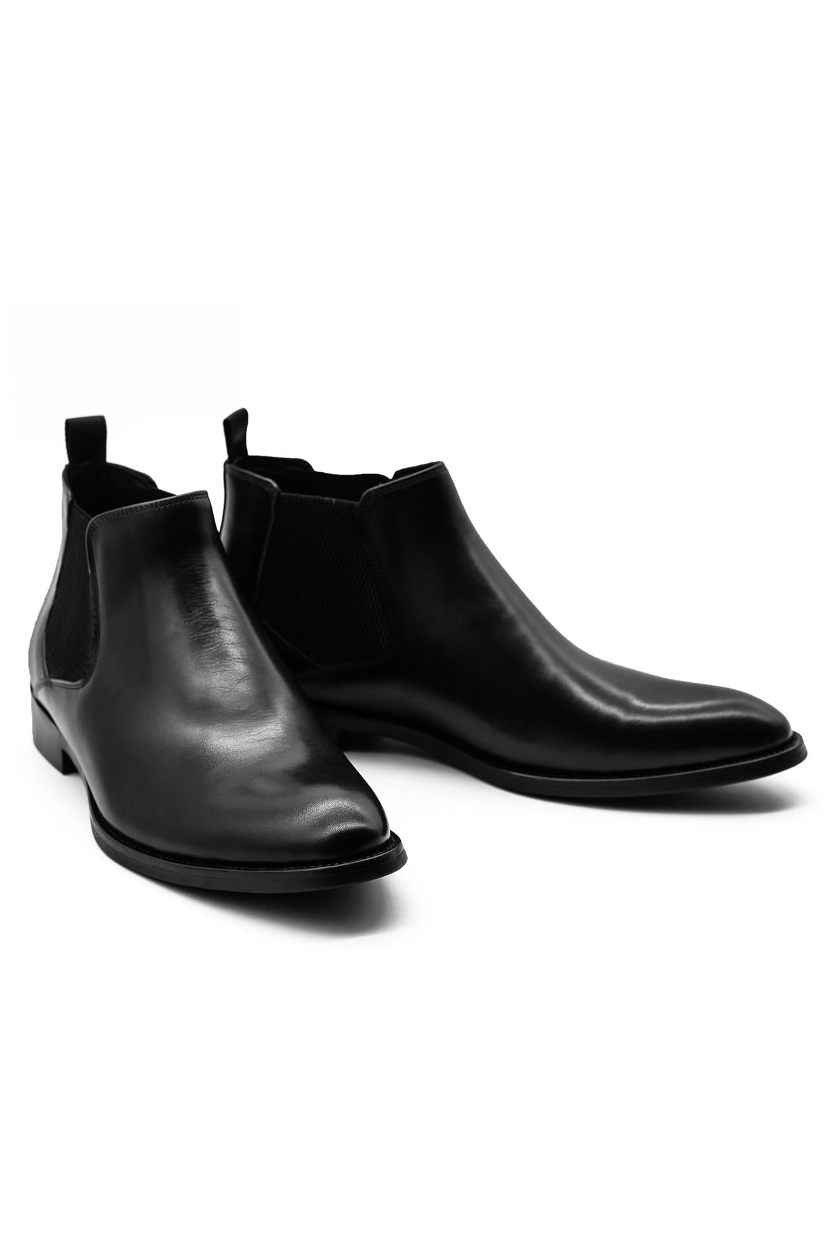 REMY Men’s Black Polished Leather Chelsea Boots