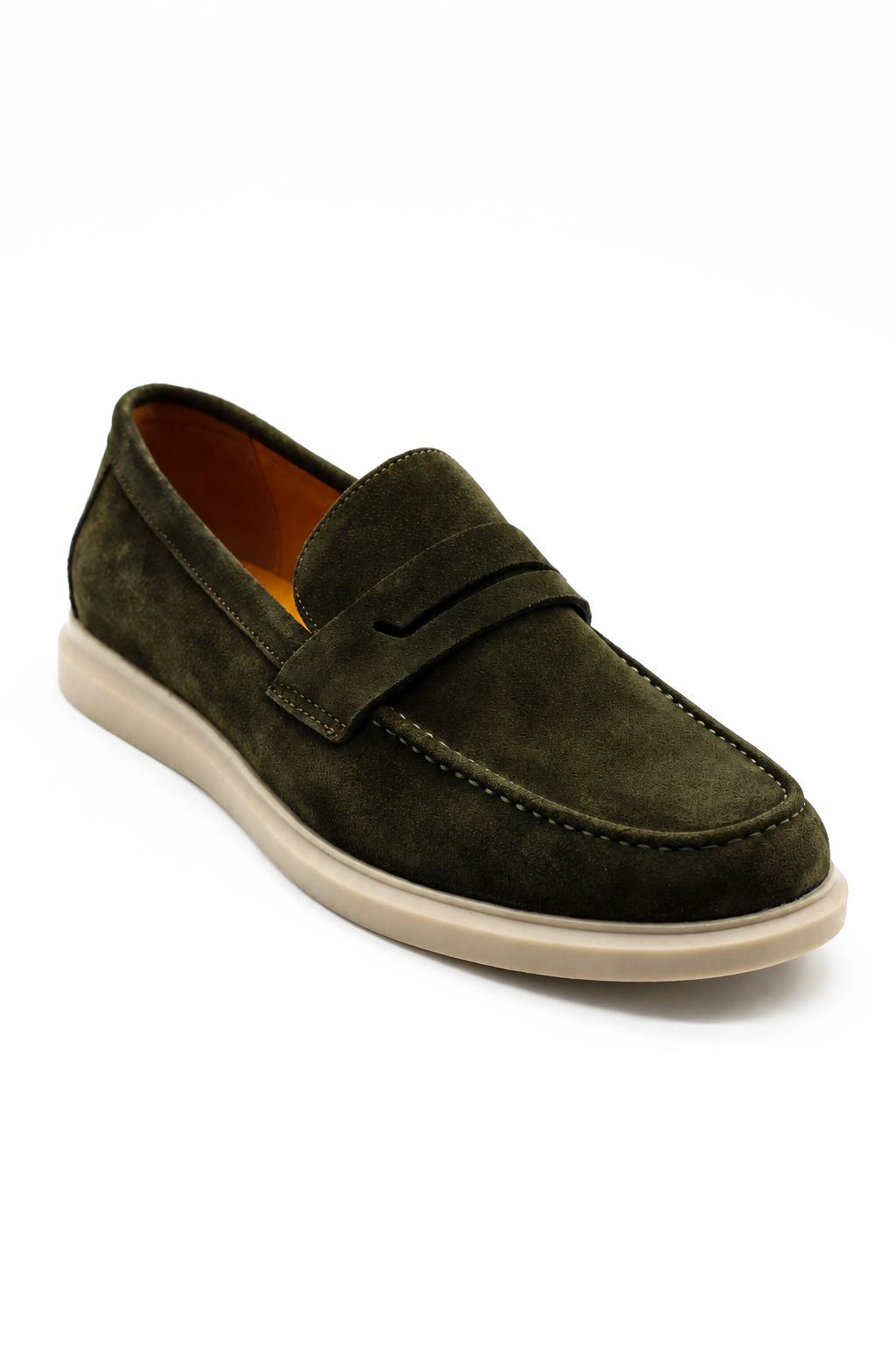 Men’s Milo Green Suede Leather Penny Loafers