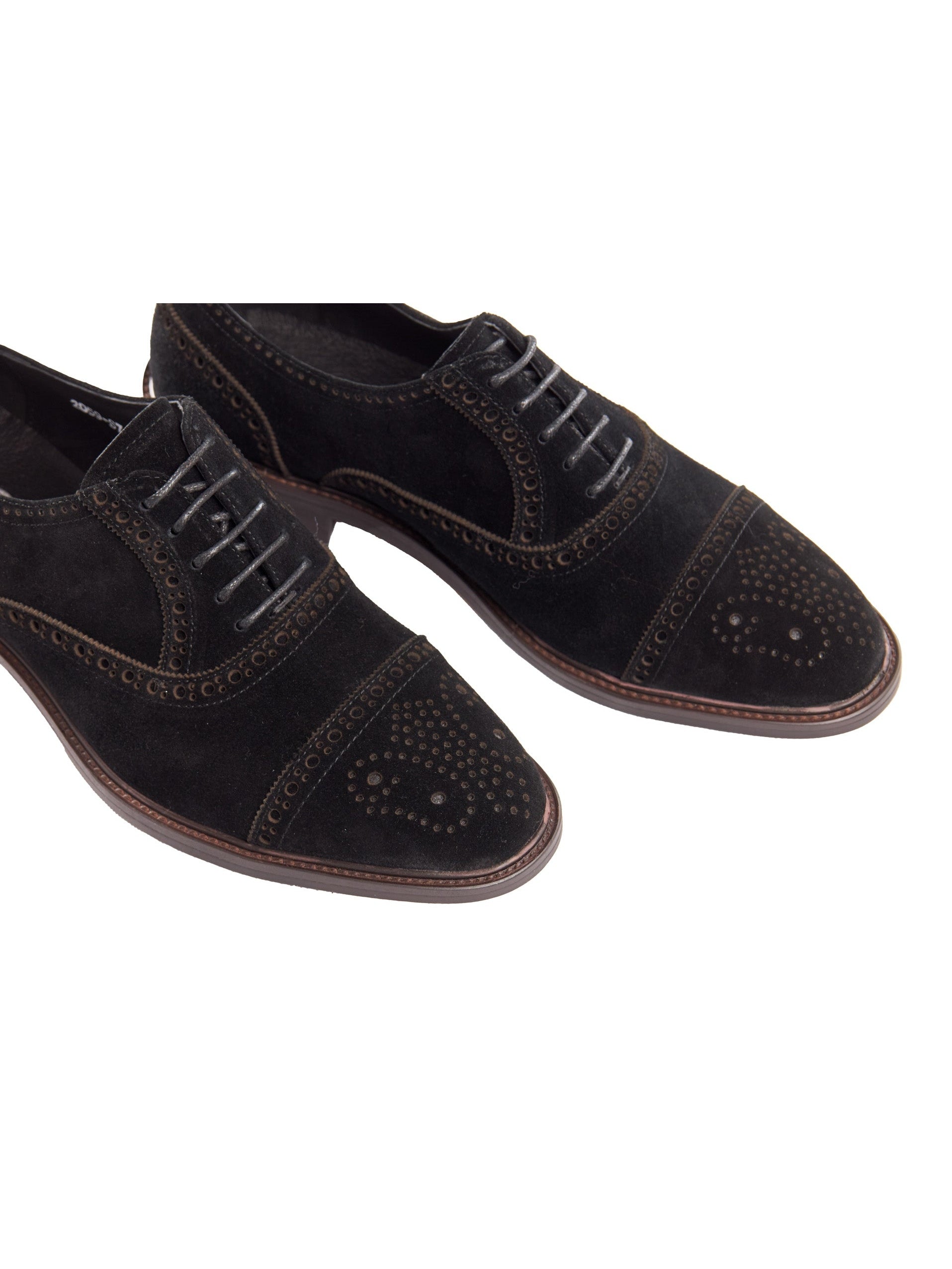 SCHWARZE BROGUE-SCHUHE AUS WILDLEDER