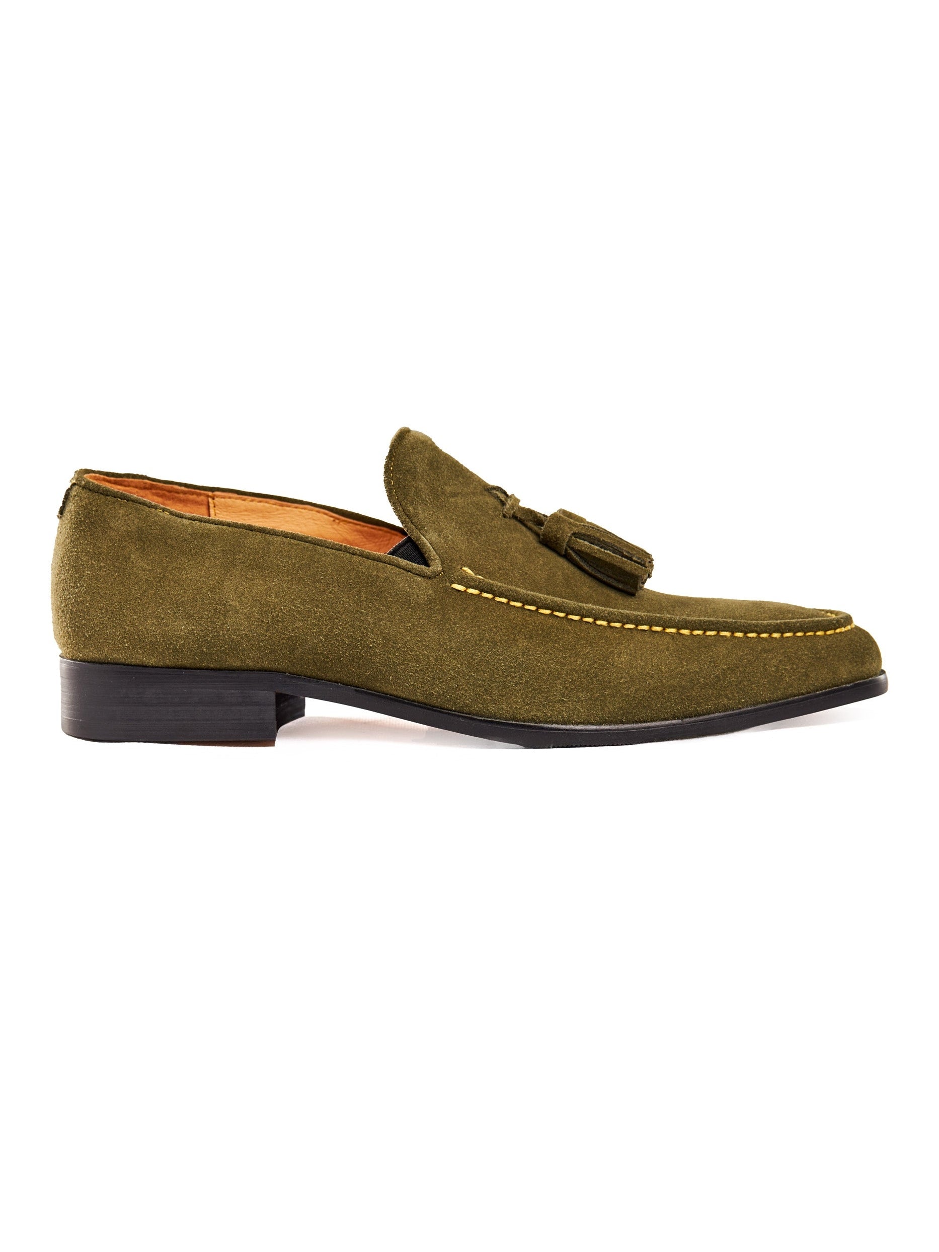 GREEN SUEDE LEATHER TASSEL LOAFERS