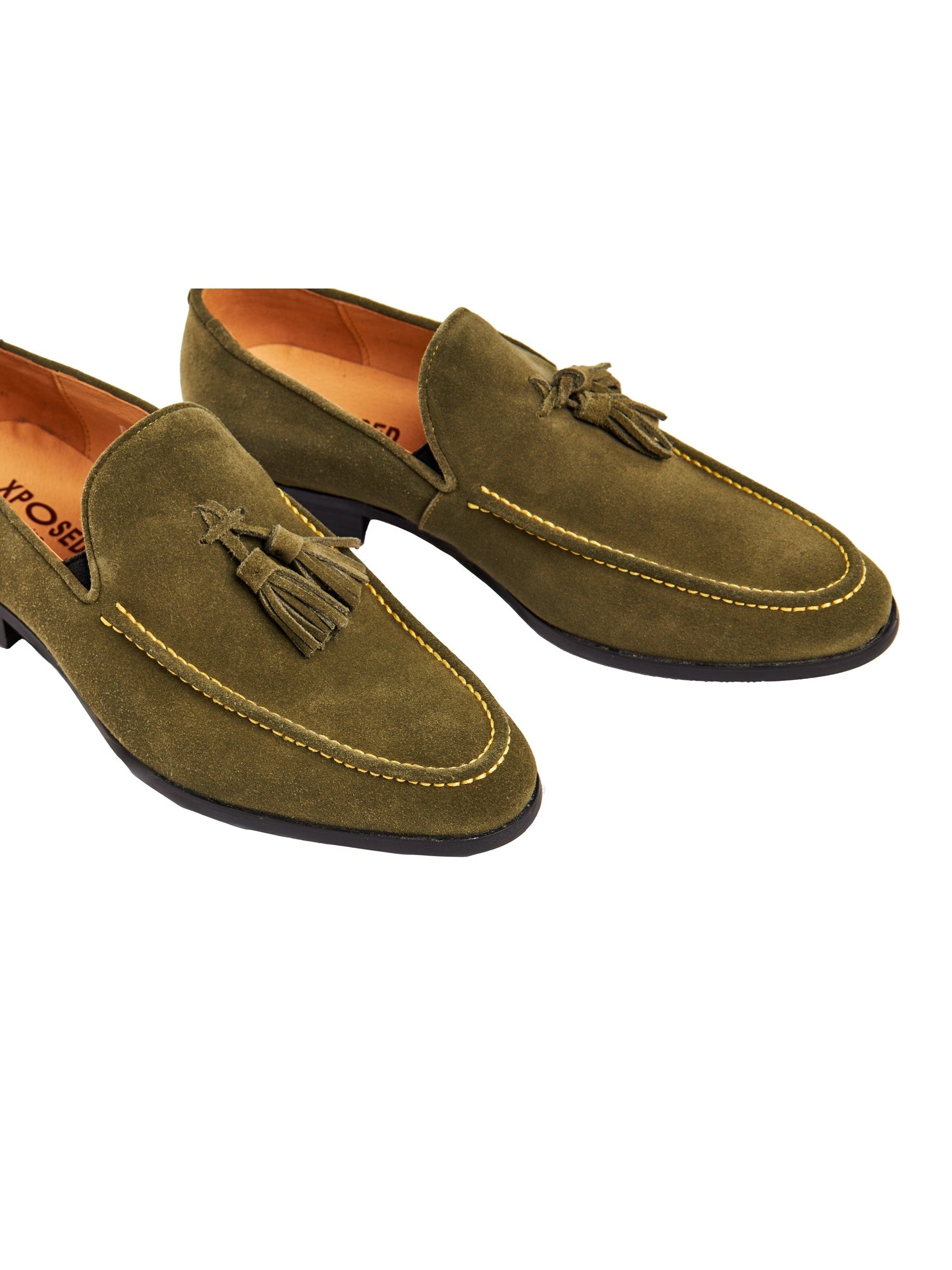 GREEN SUEDE LEATHER TASSEL LOAFERS