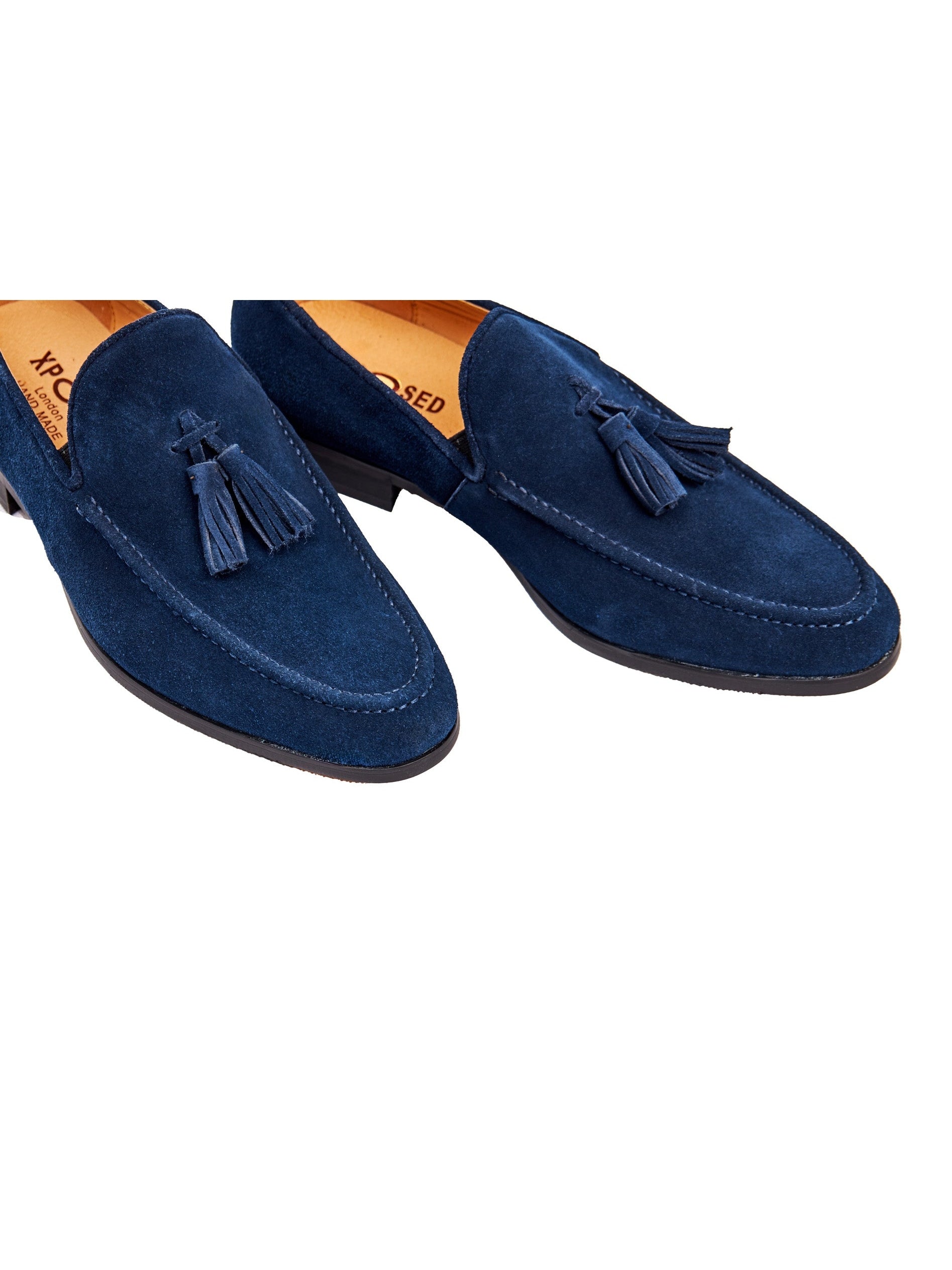 BLAUE WILDLEDER-LOAFERS MIT QUASTEN