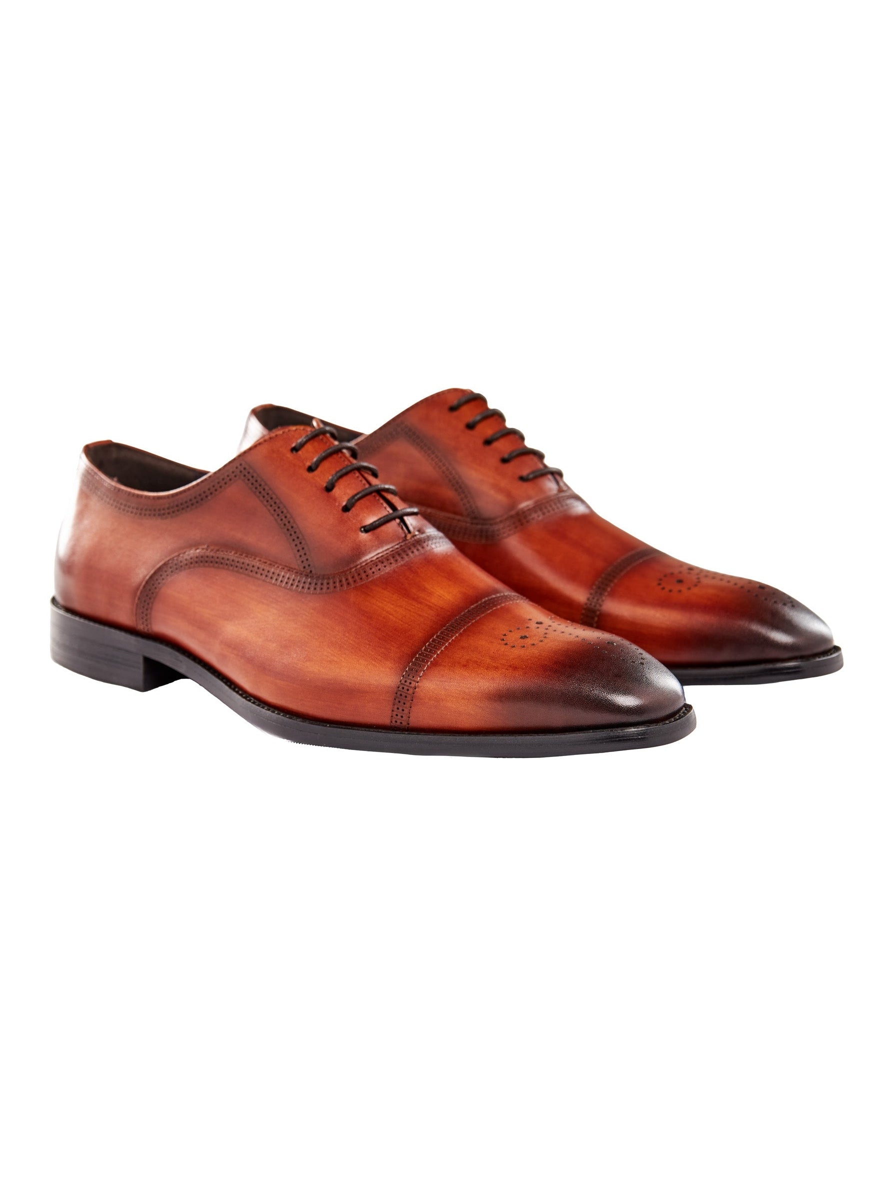 BROWN LEATHER OXFORD BROGUE SHOES