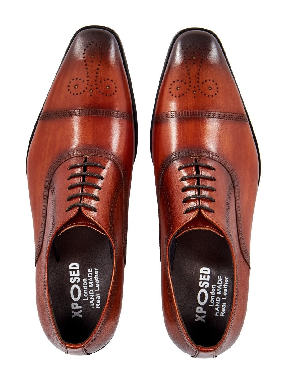 BROWN LEATHER OXFORD BROGUE SHOES