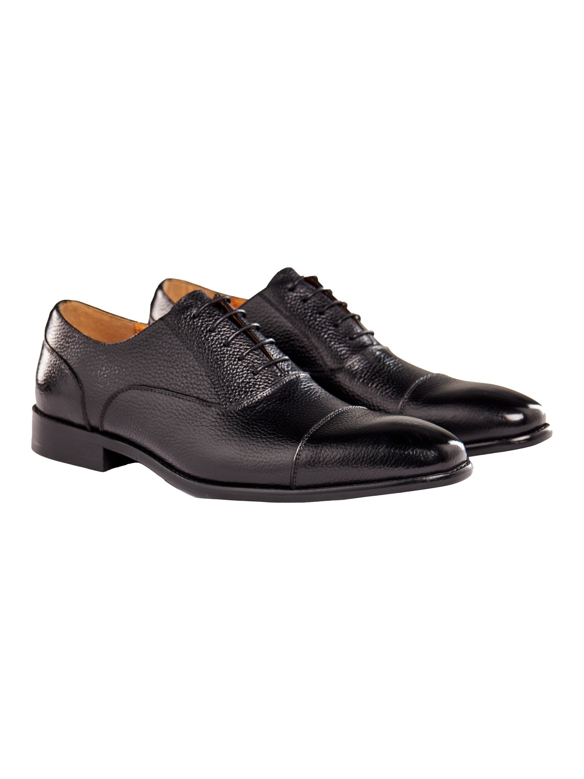 BLACK LEATHER OXFORD LACE UP SHOES