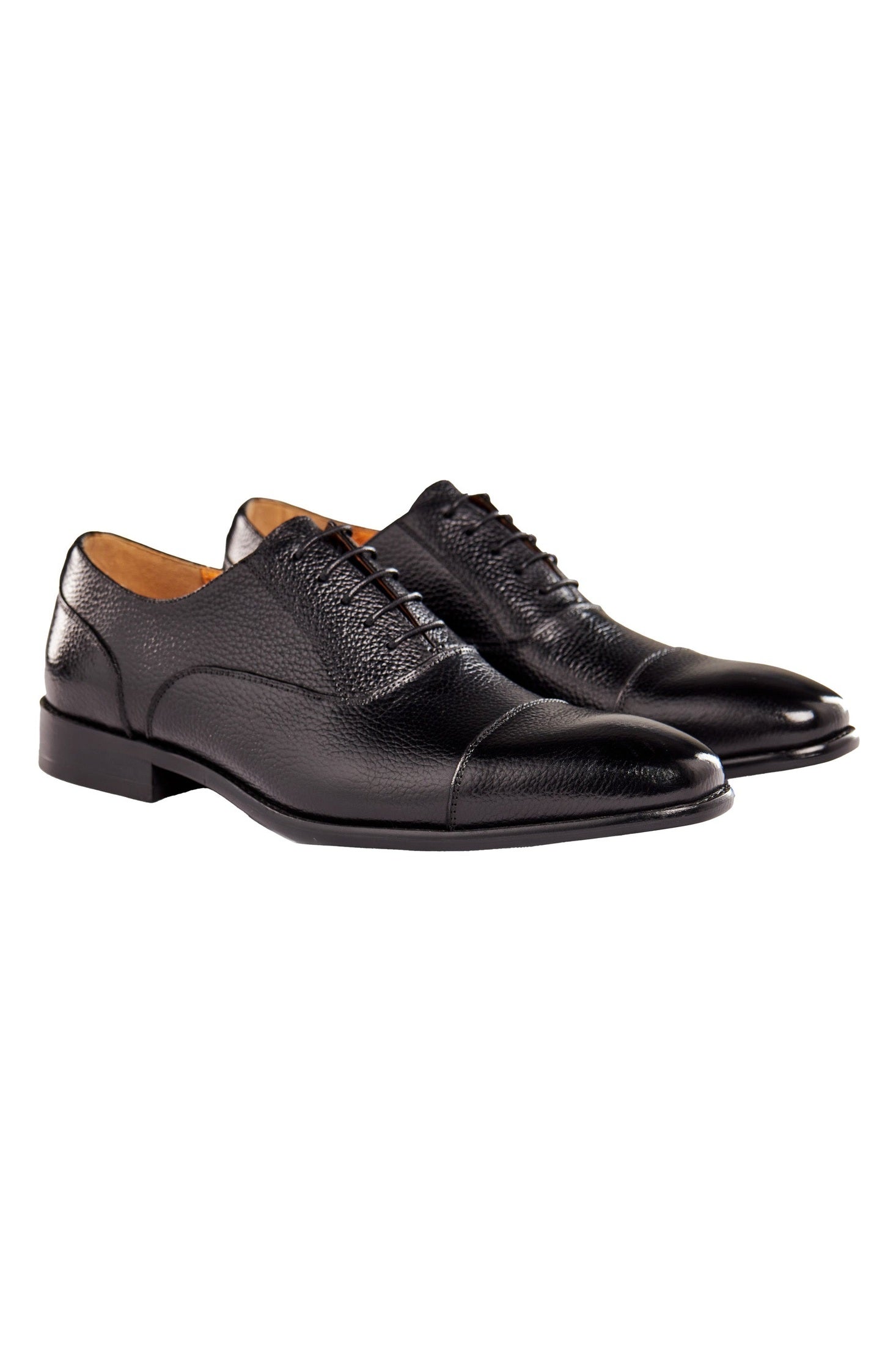 BLACK LEATHER OXFORD LACE UP SHOES