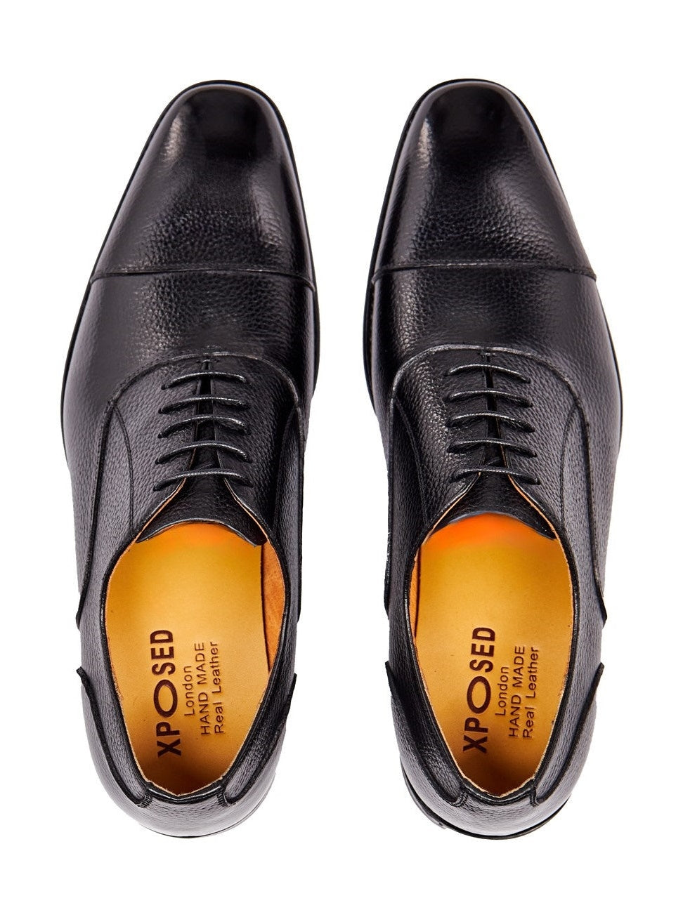 BLACK LEATHER OXFORD LACE UP SHOES