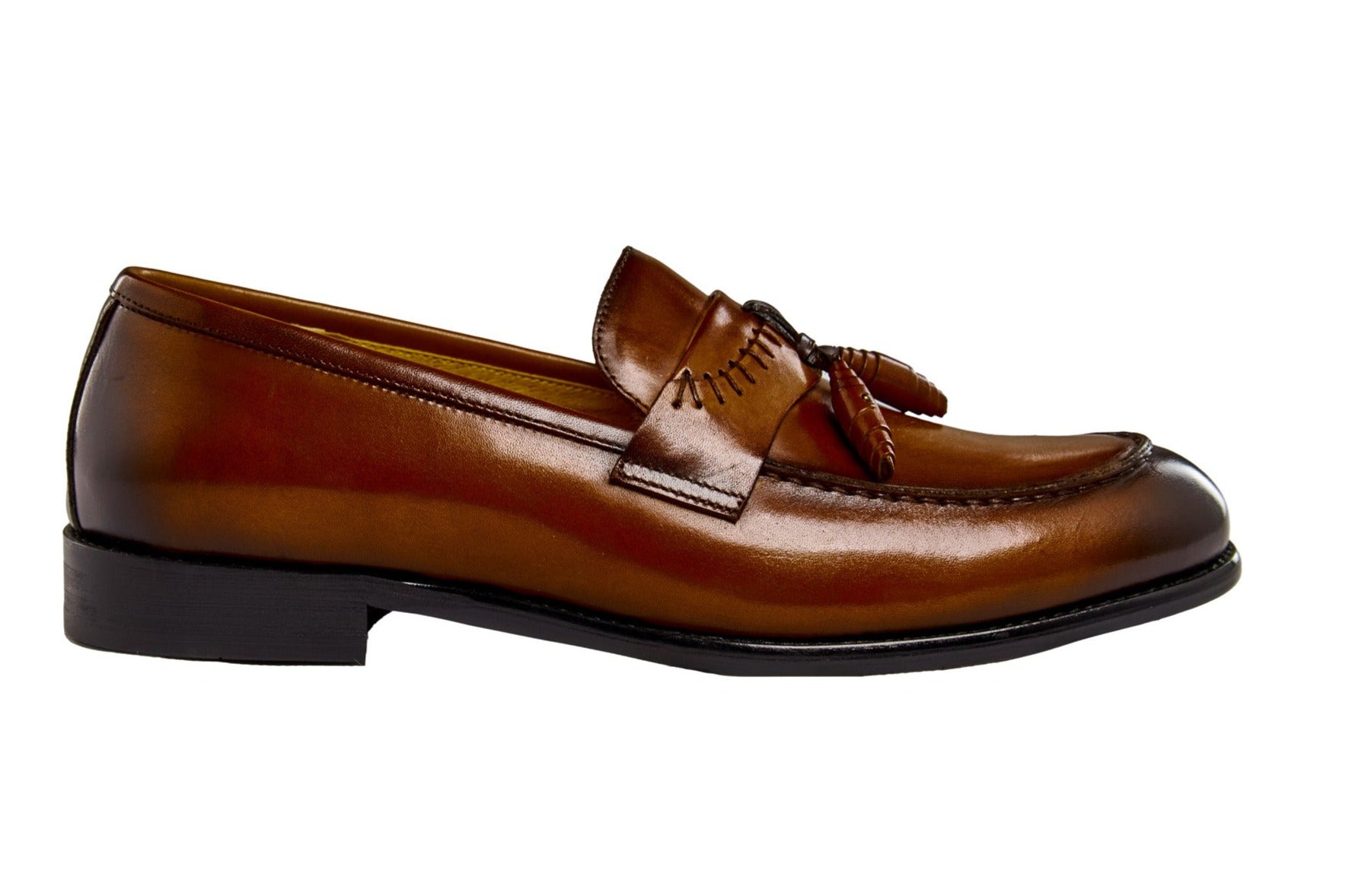 BROWN LEATHER TASSEL LOAFERS
