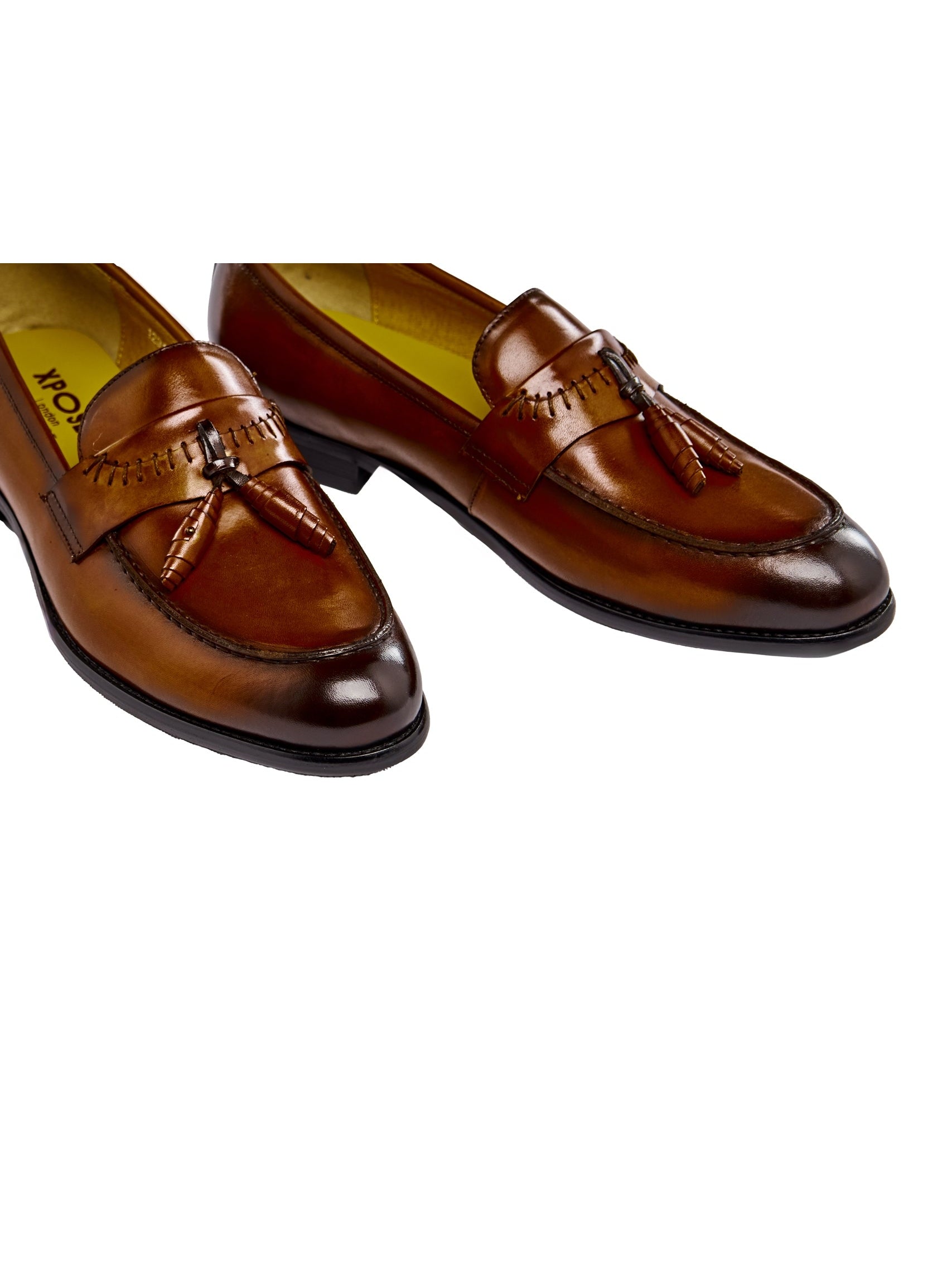 BROWN LEATHER TASSEL LOAFERS