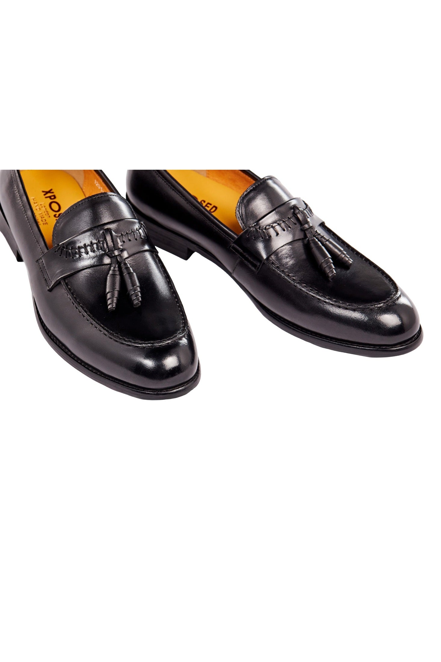 BLACK LEATHER TASSEL LOAFERS