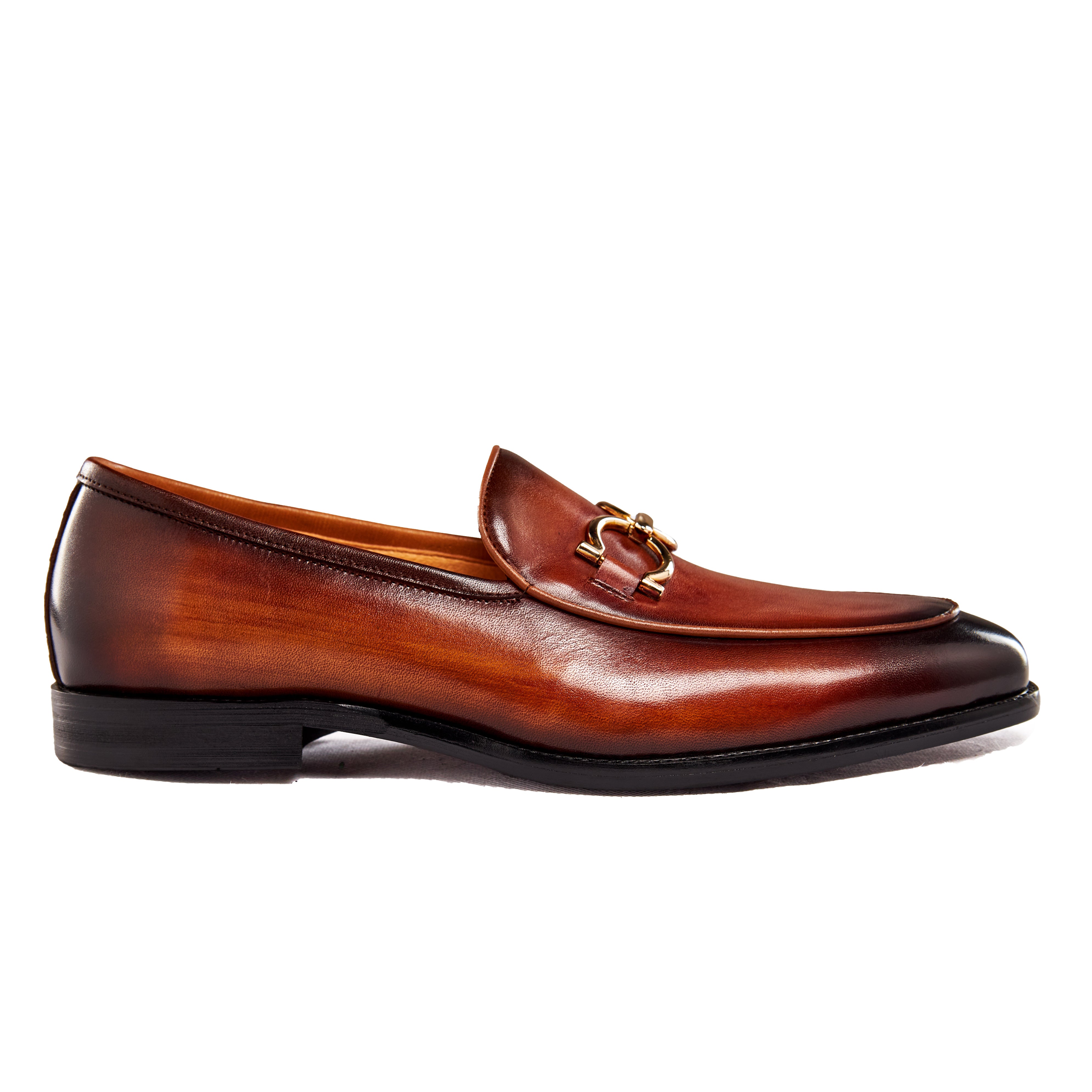 GOLD BUCKLE LOAFERS IN BROWN