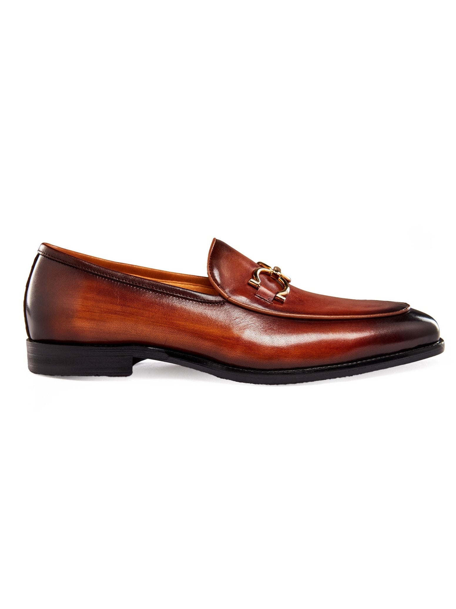 GOLD BUCKLE LOAFERS IN BROWN