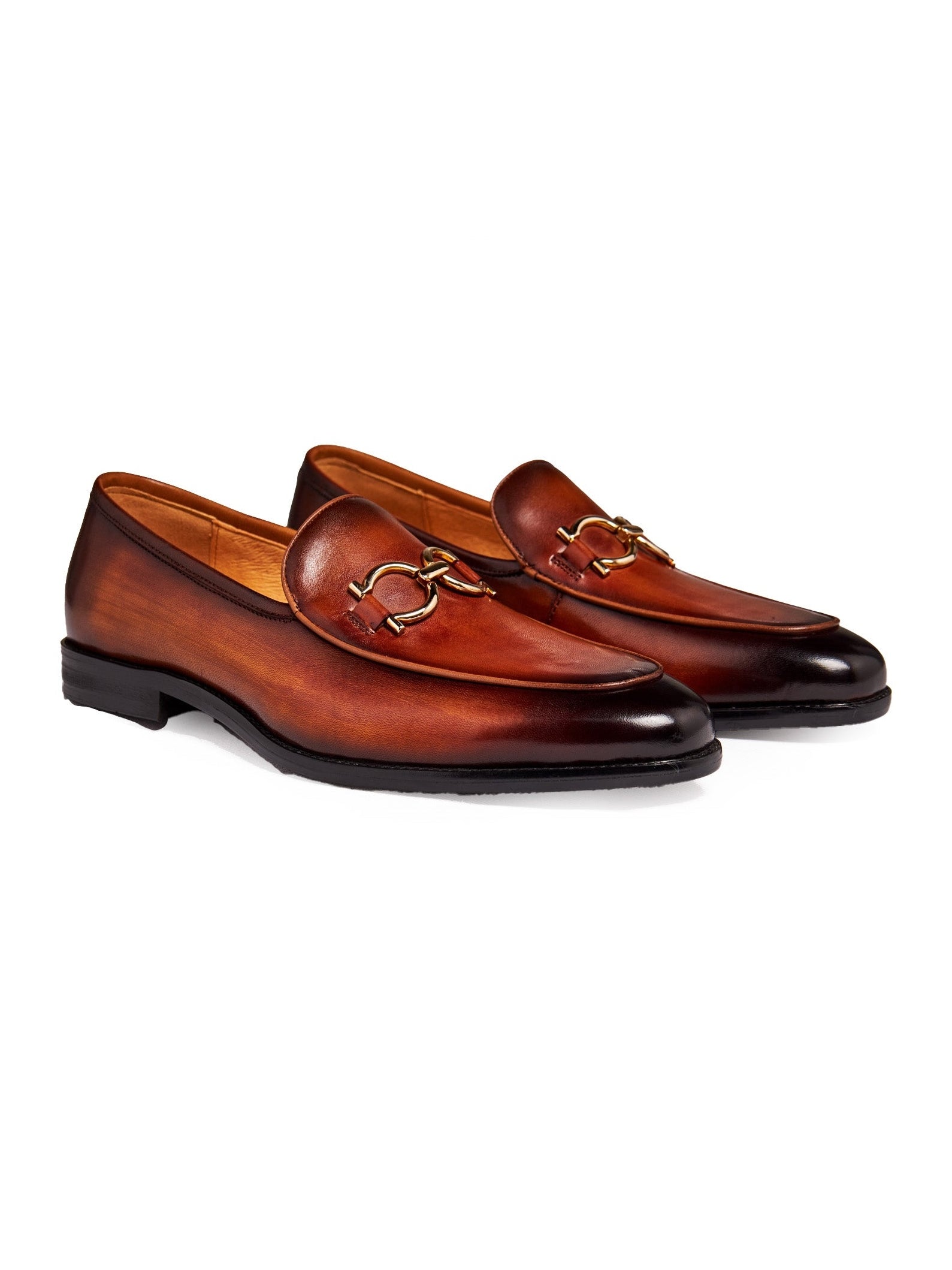 GOLD BUCKLE LOAFERS IN BROWN