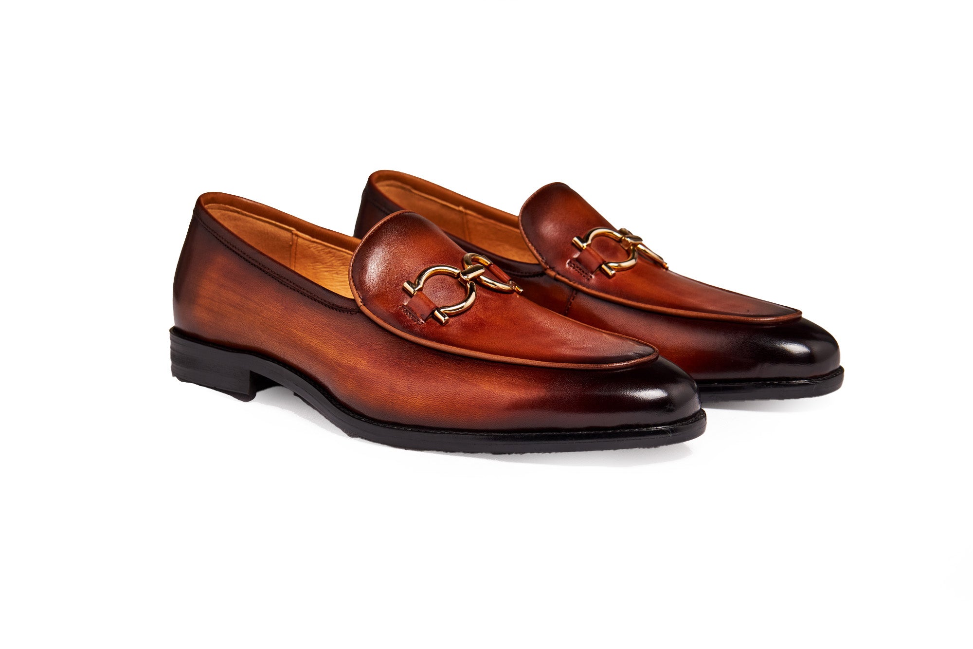 GOLD BUCKLE LOAFERS IN BROWN