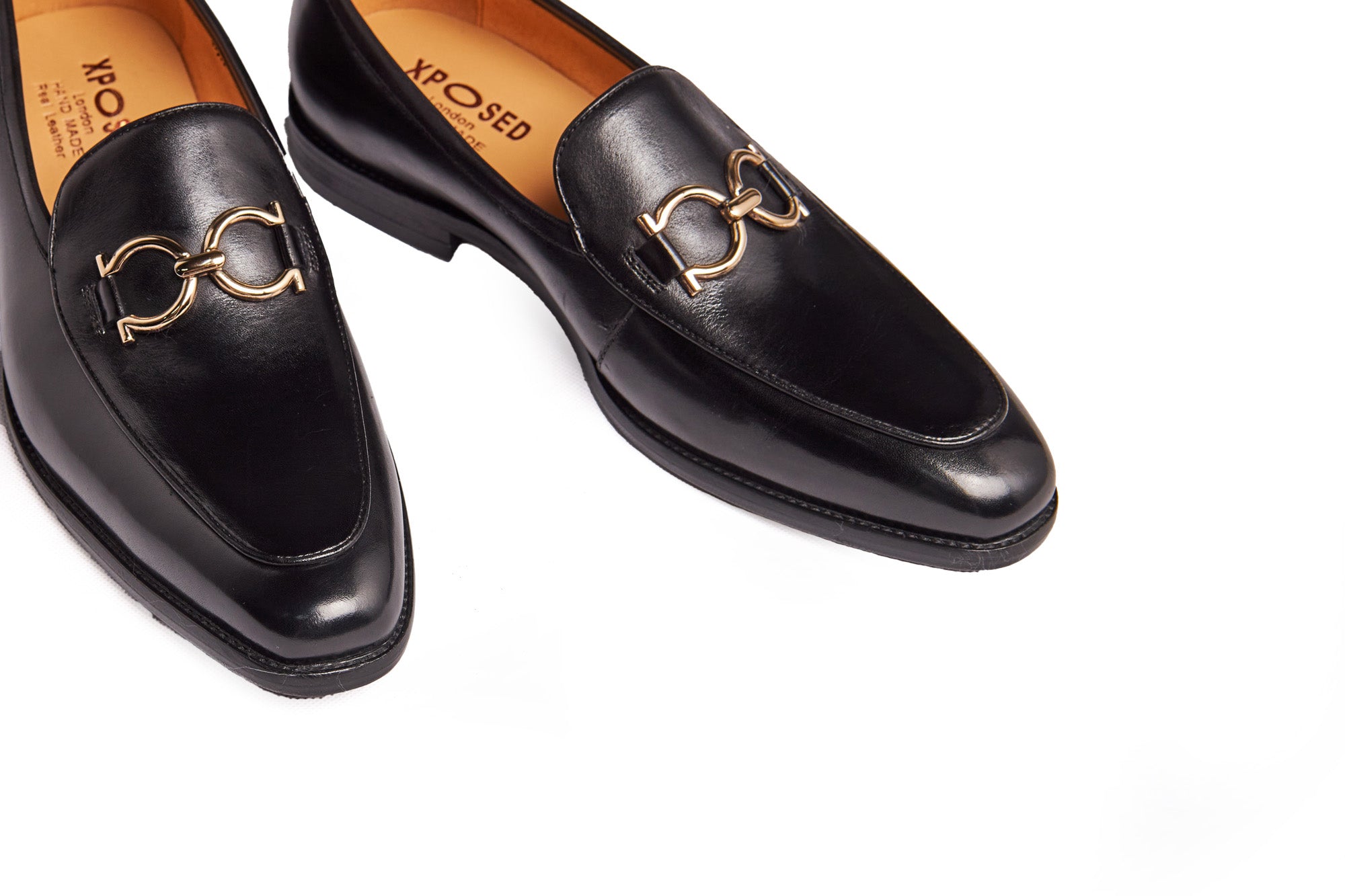 GOLD BUCKLE LOAFERS IN BLACK