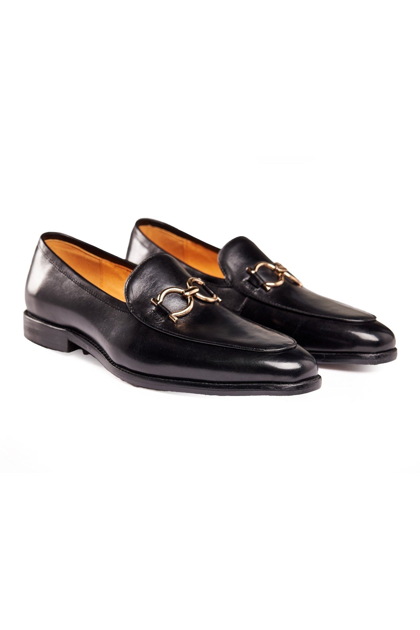 GOLD BUCKLE LOAFERS IN BLACK XPOSED GOLD BUCKLE LOAFERS IN BLACK XPOSED