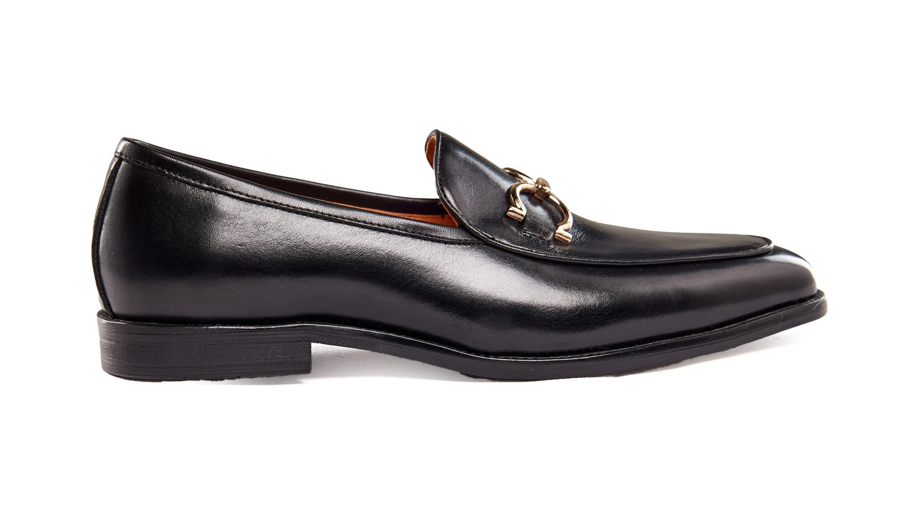 GOLD BUCKLE LOAFERS IN BLACK