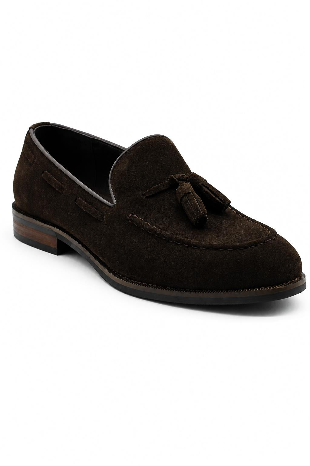 PABLO Men’s Brown Real Suede Leather Tassel Loafers