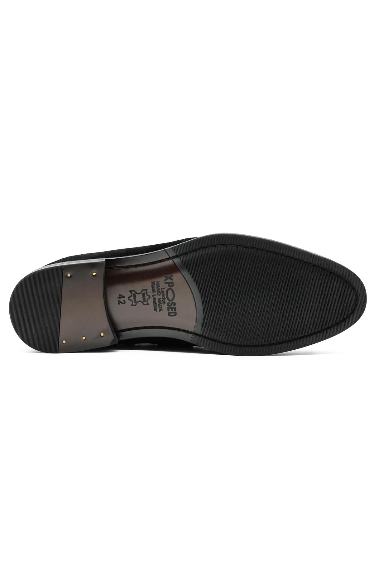 PABLO Men’s Black Real Suede Leather Tassel Loafers