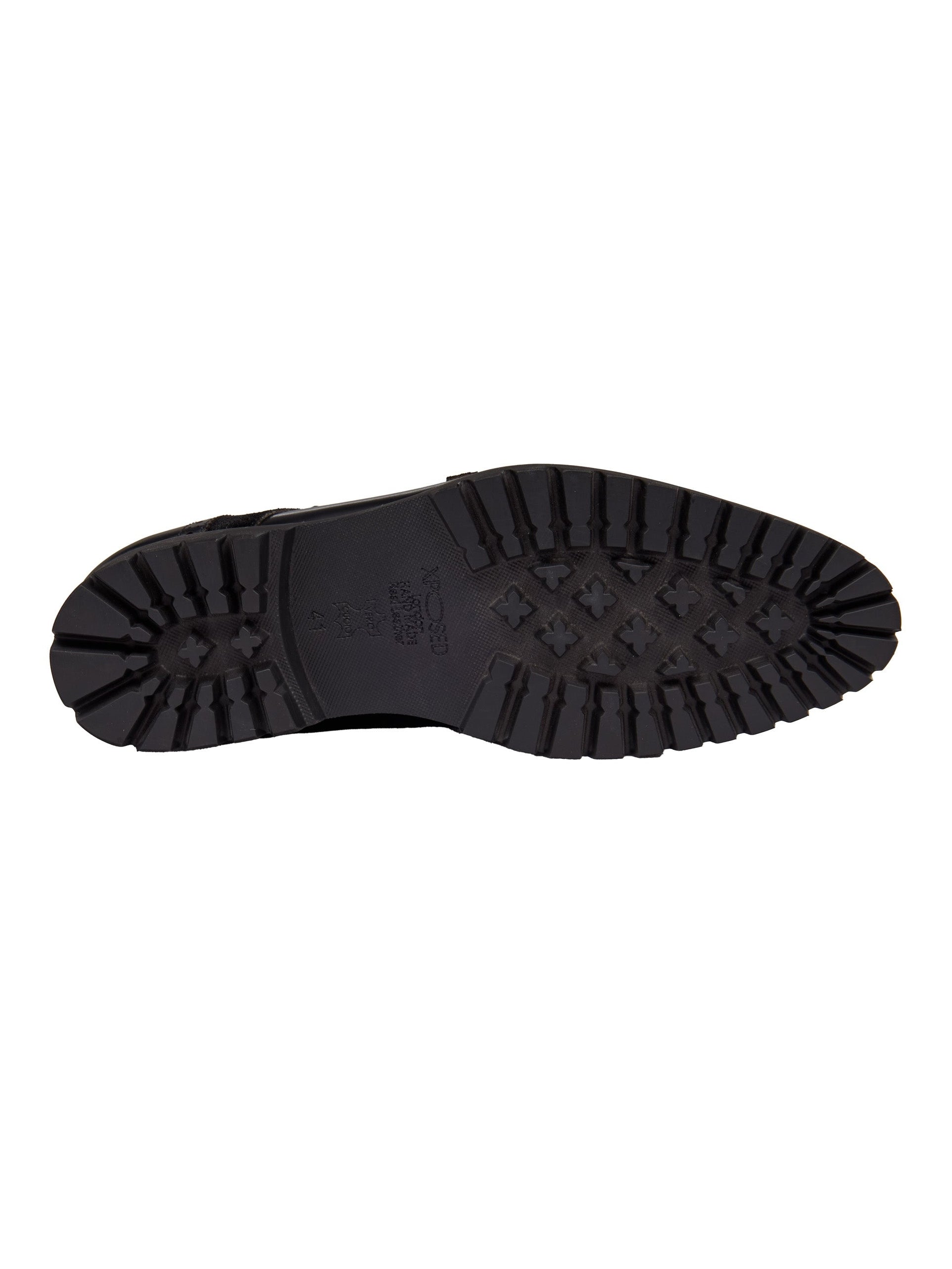 DOPPELMONKSCHUHE AUS SCHWARZEM LEDER UND WILDLEDER