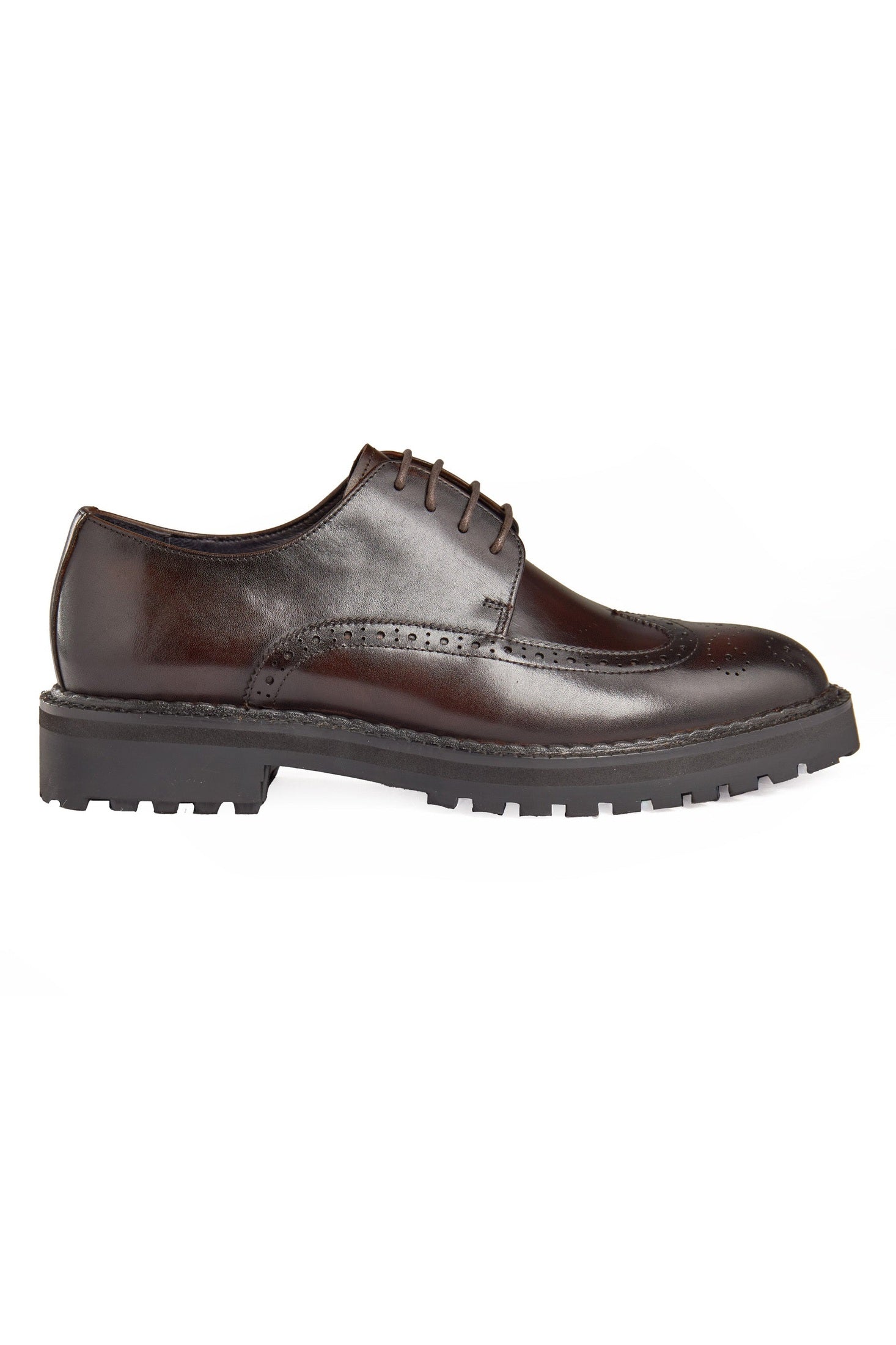 BROWN SEMI BROGUE DERBY SHOES