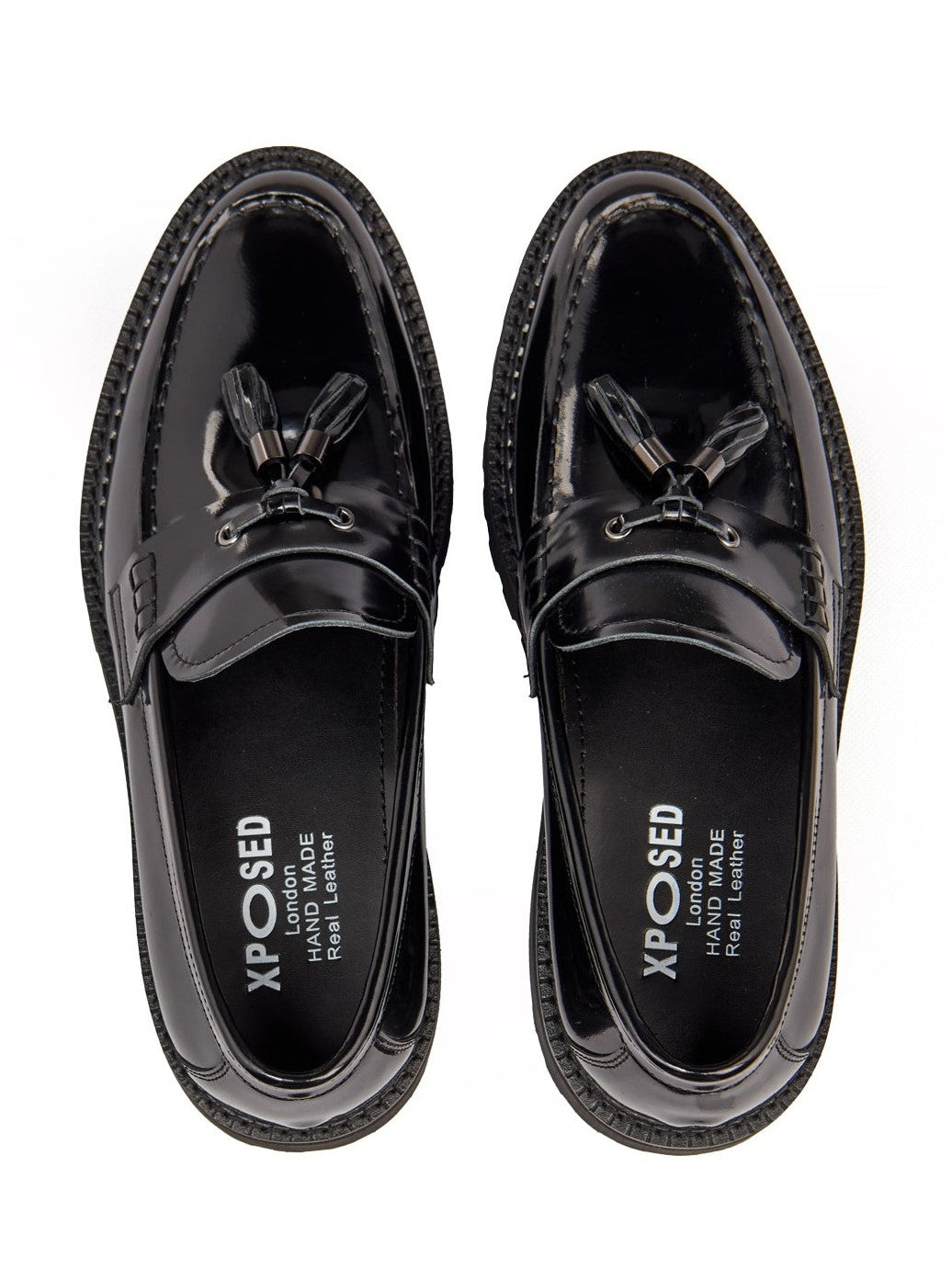 BLACK PATENT LEATHER TASSEL LOAFERS