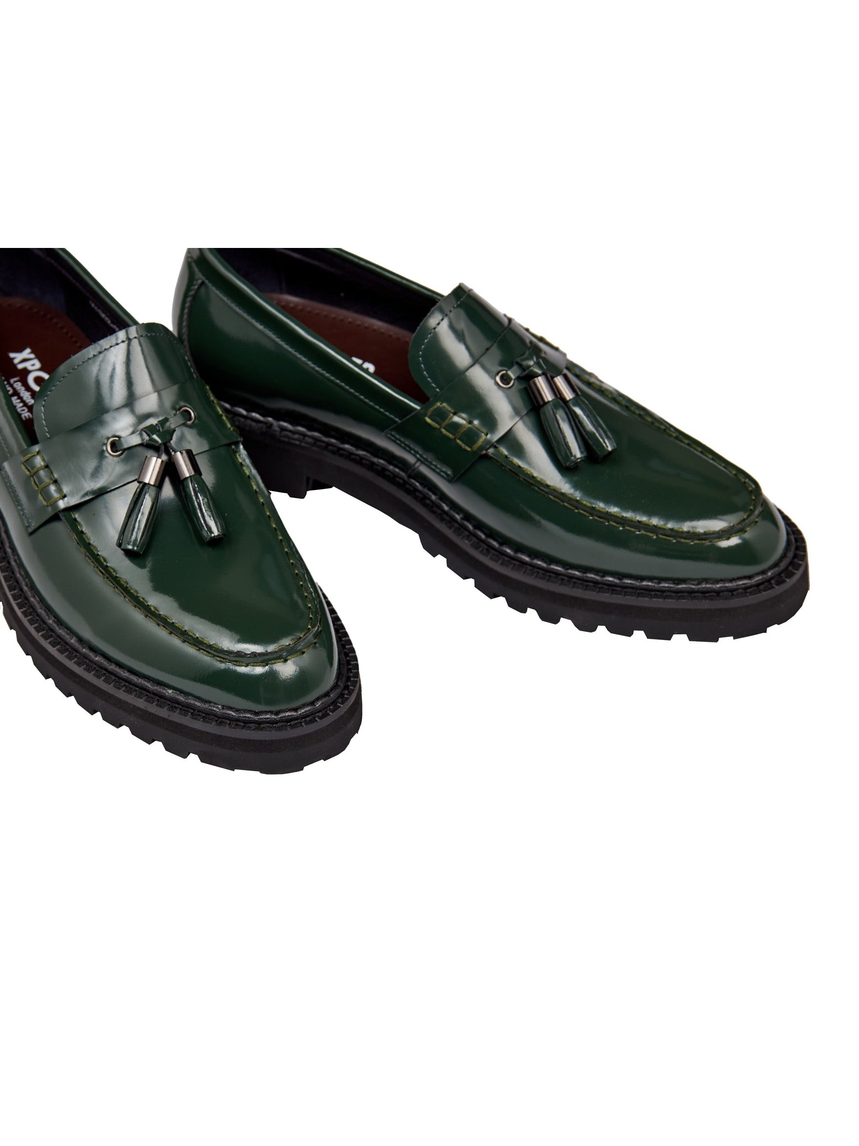 GREEN PATENT LEATHER TASSEL LOAFERS