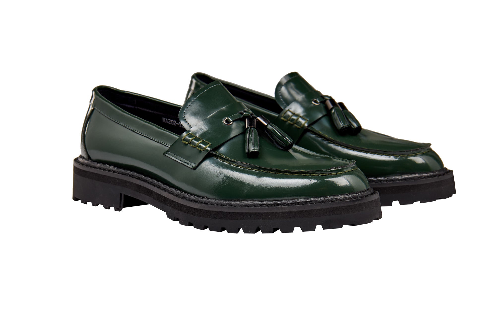 GREEN PATENT LEATHER TASSEL LOAFERS