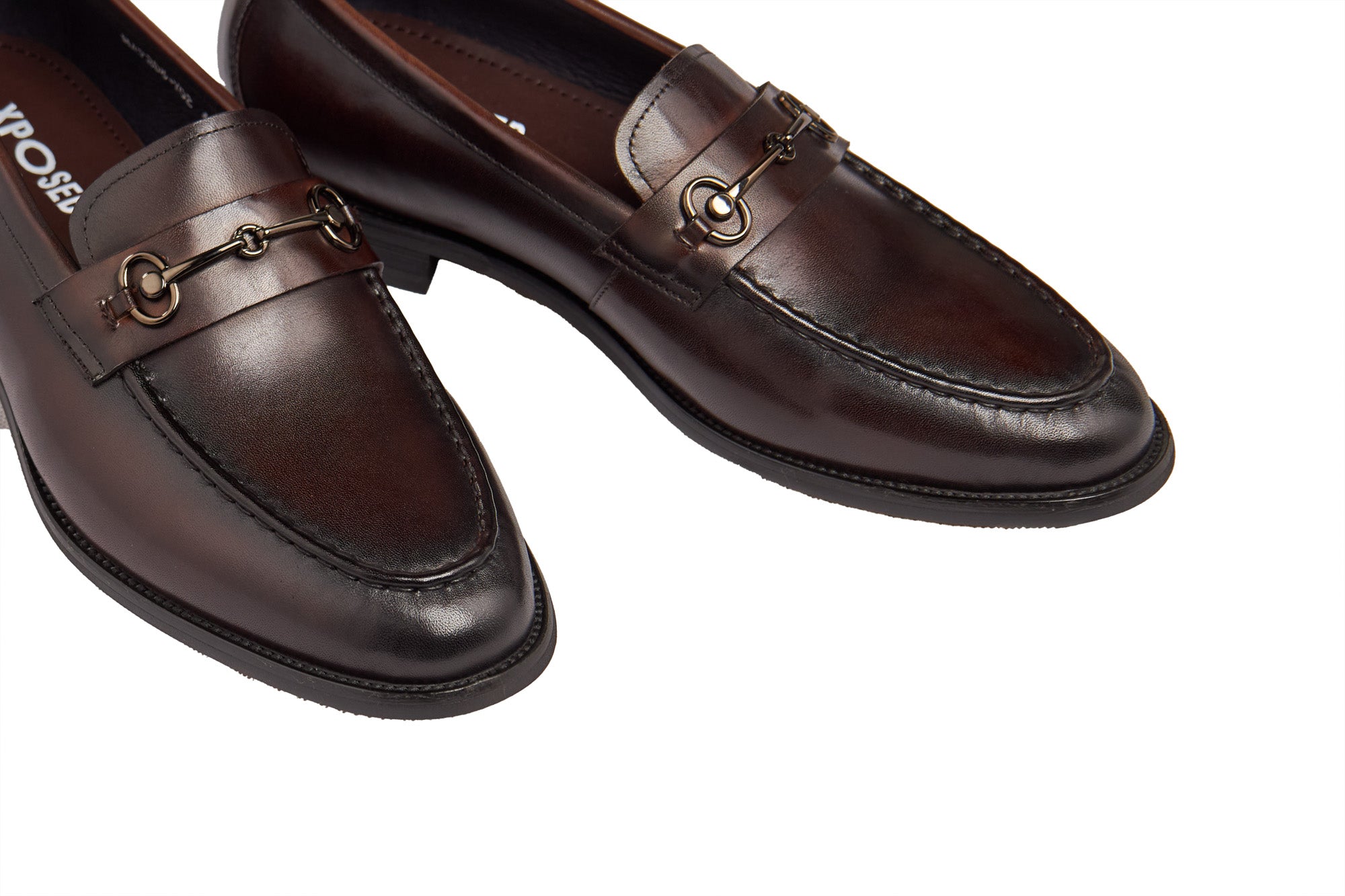 BROWN SNAFFLE BUCKLE LEATHER SHOES