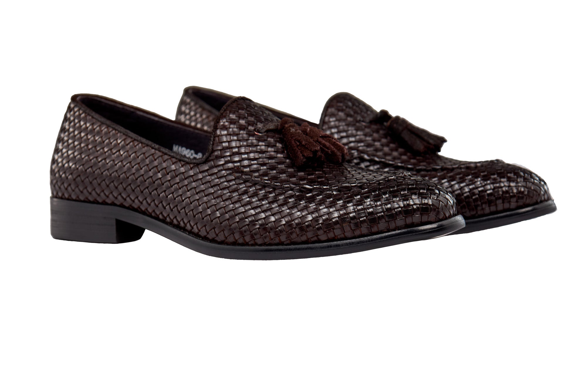 BROWN WOVEN LEATHER TASSEL LOAFER