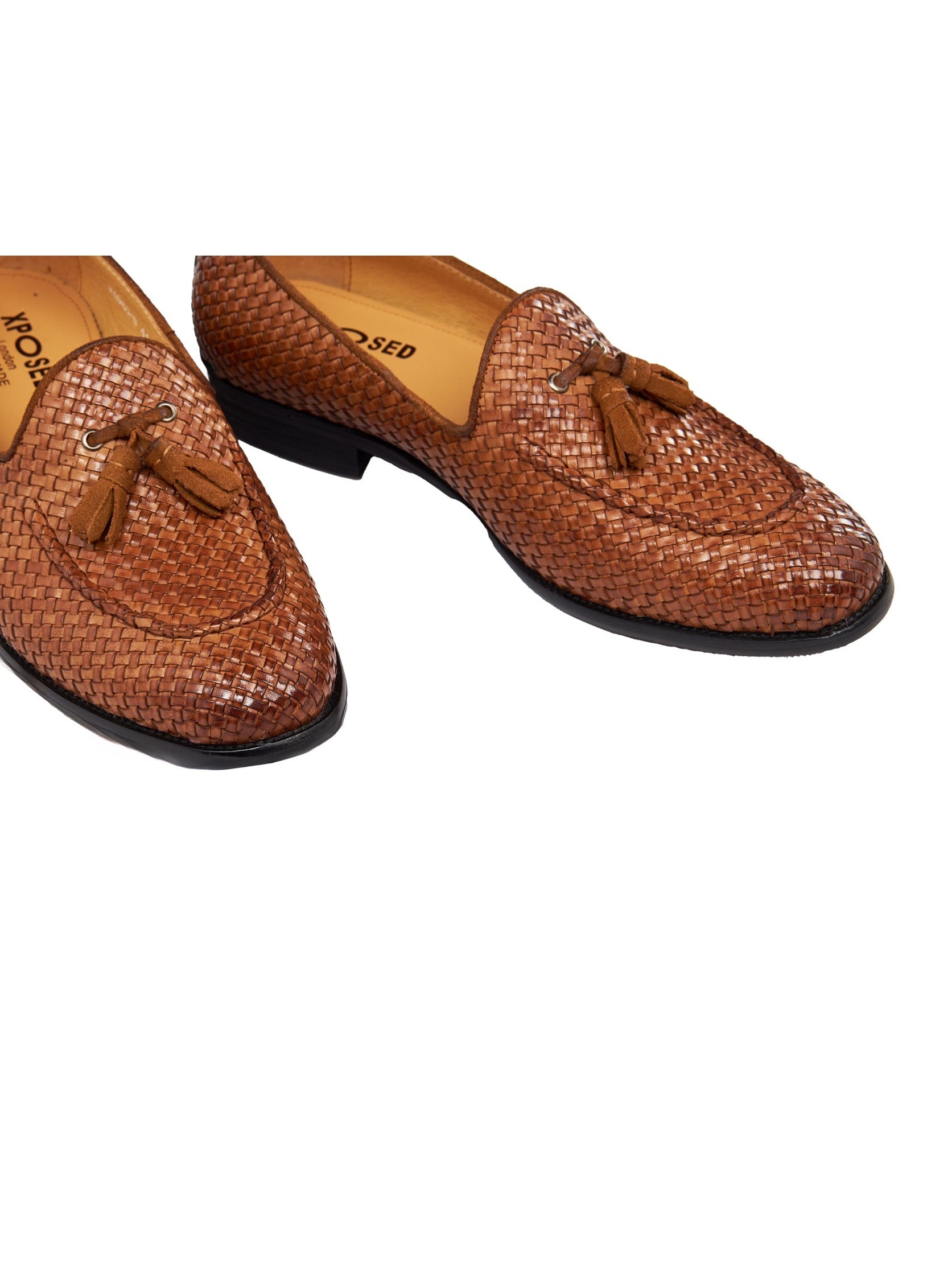 TAN WOVEN LEATHER TASSEL LOAFER