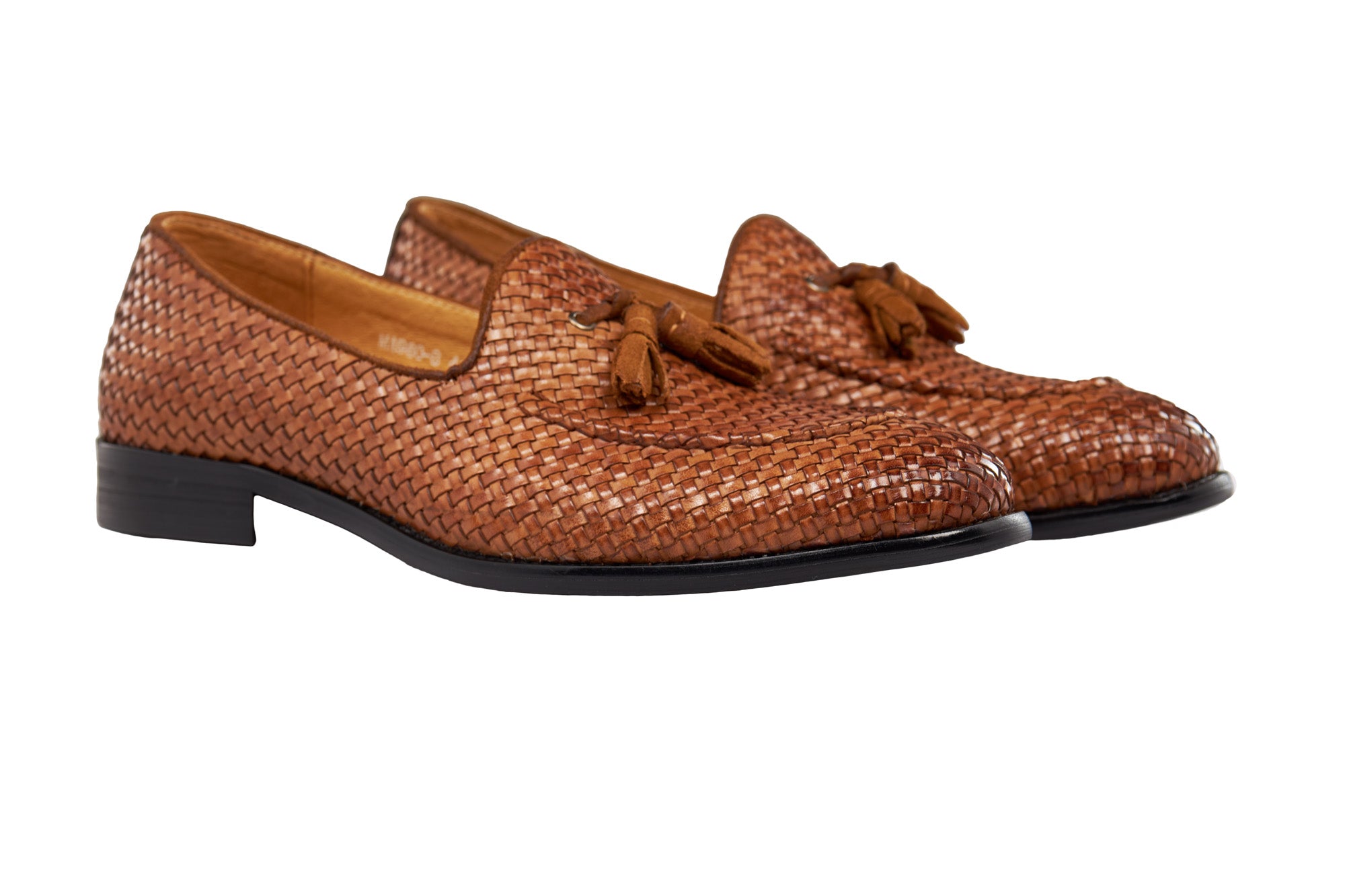TAN WOVEN LEATHER TASSEL LOAFER