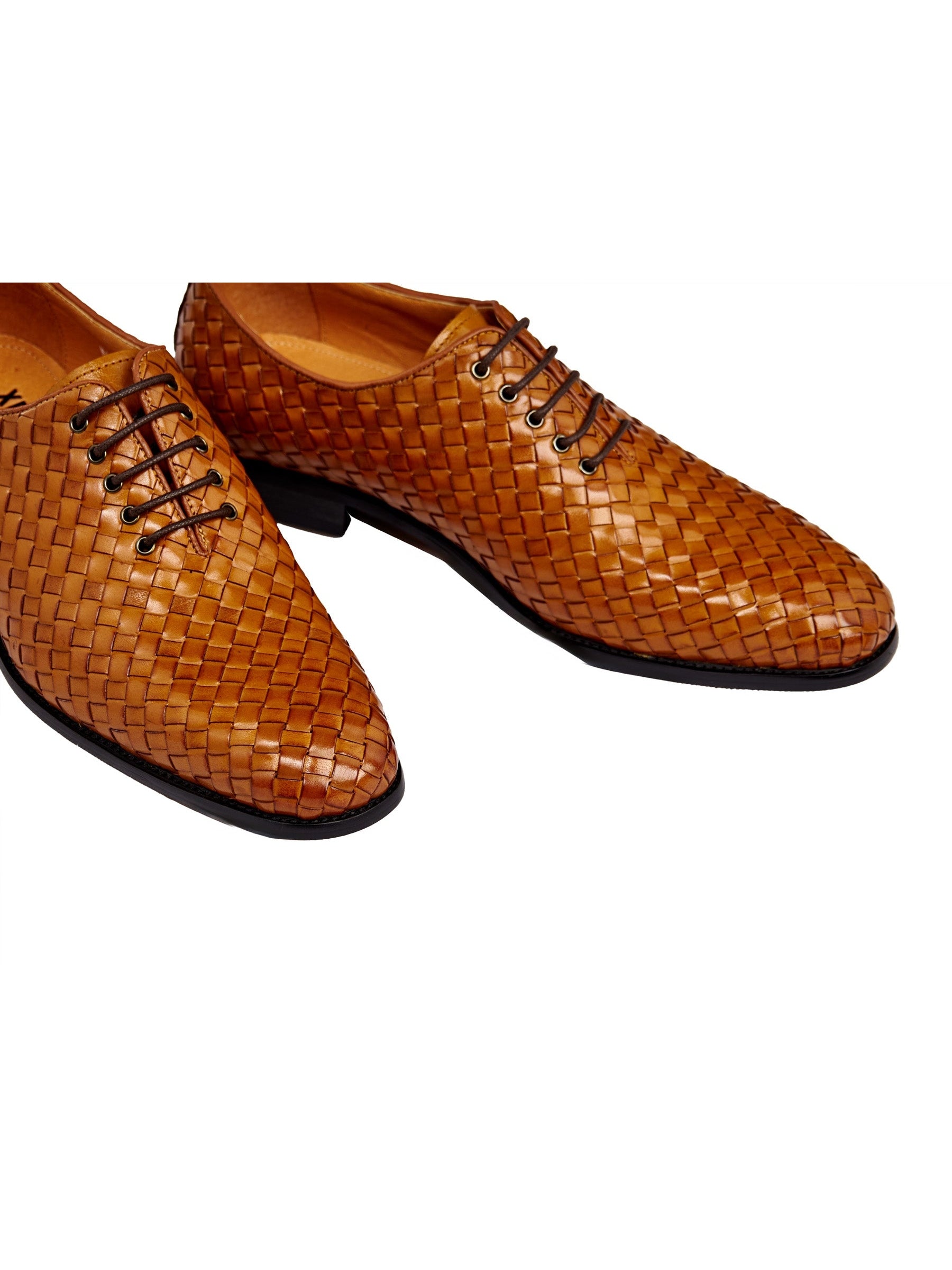 TAN WOVEN LEATHER OXFORDS