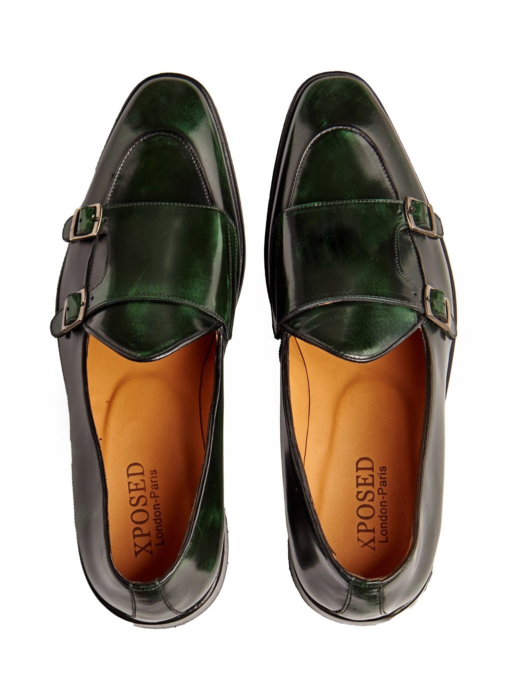 GREEN PATENT LEATHER DOUBLE MONK SHOES