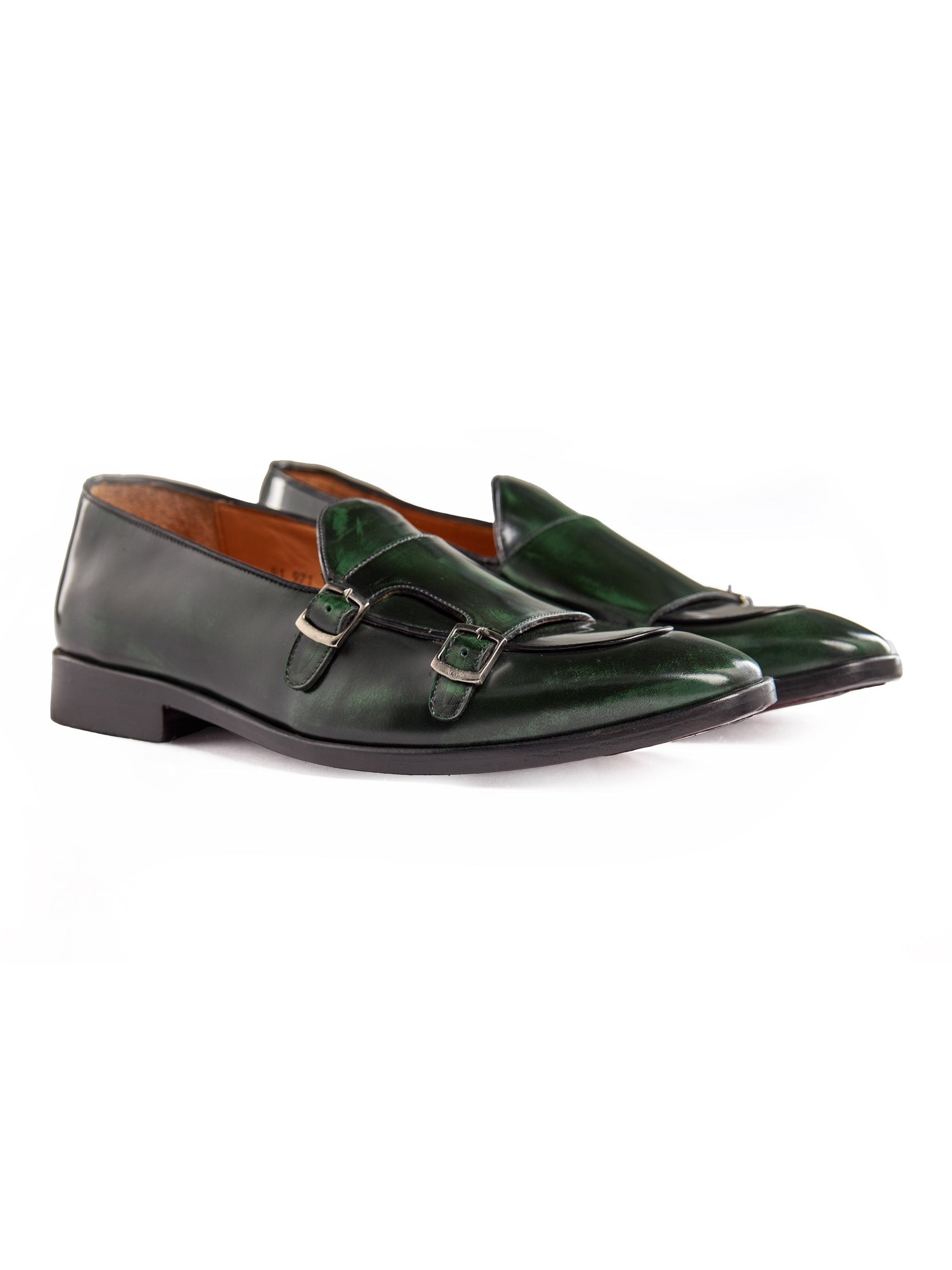 GREEN PATENT LEATHER DOUBLE MONK SHOES