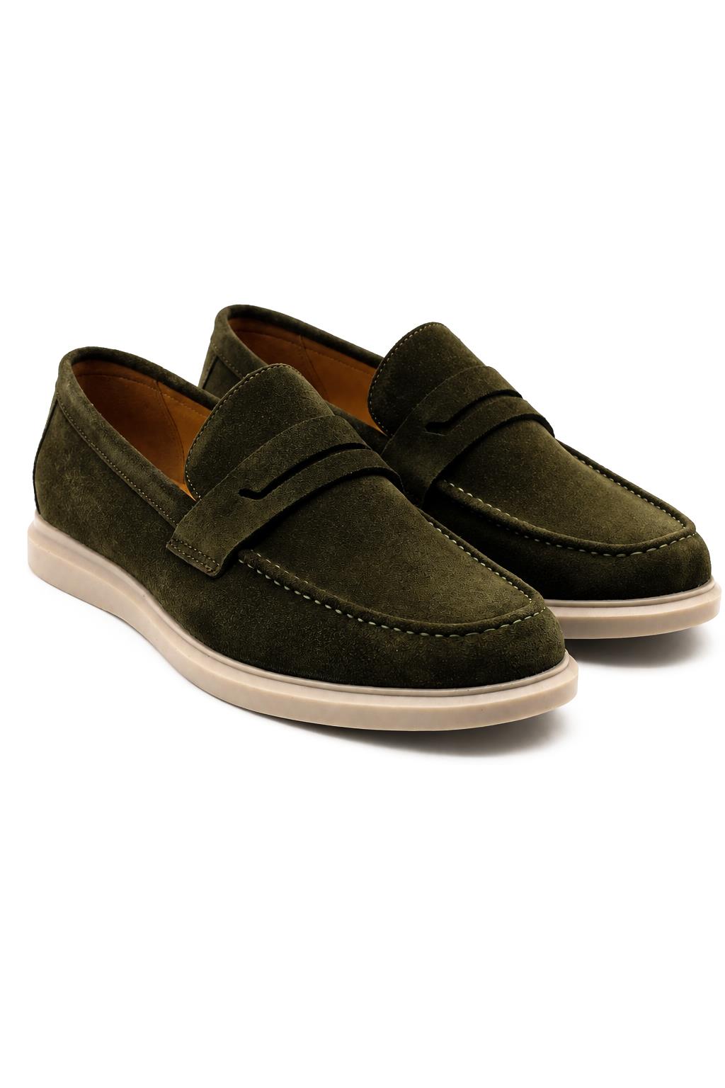Men’s Milo Green Suede Leather Penny Loafers