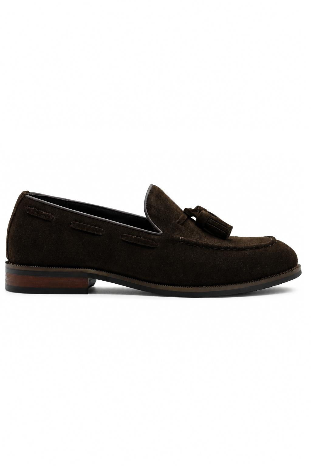 PABLO Men’s Brown Real Suede Leather Tassel Loafers