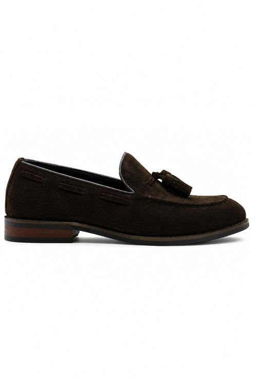 PABLO Men’s Brown Real Suede Leather Tassel Loafers