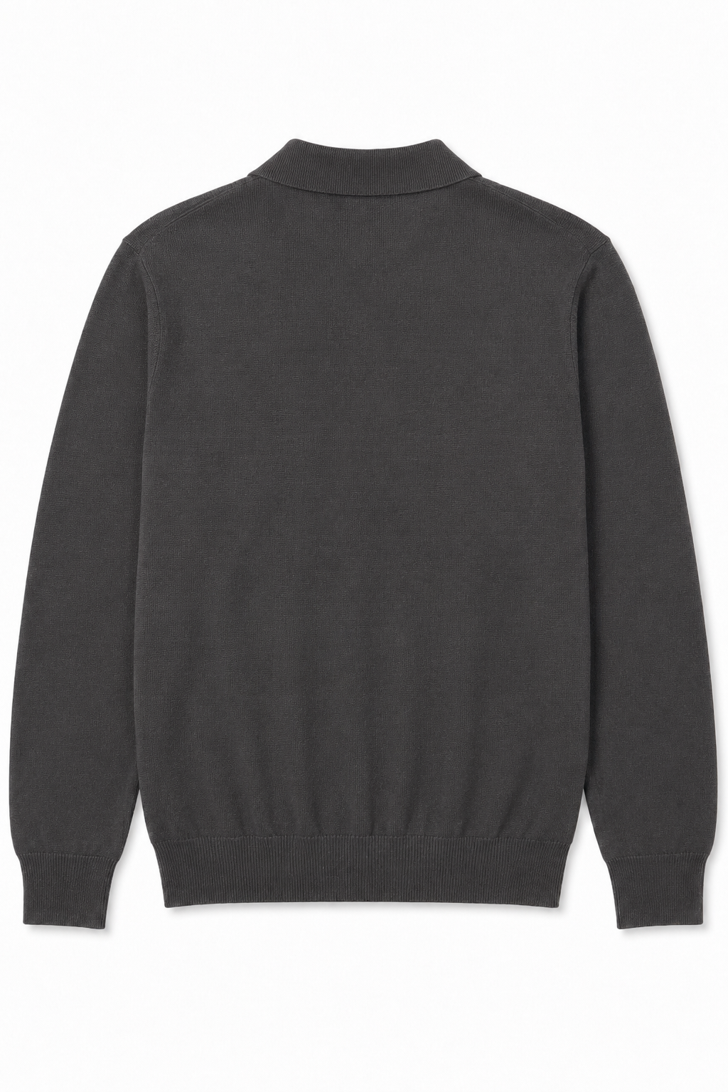 Men's Grey 100% Cotton Fine Knit Button Neck Polo Jumper