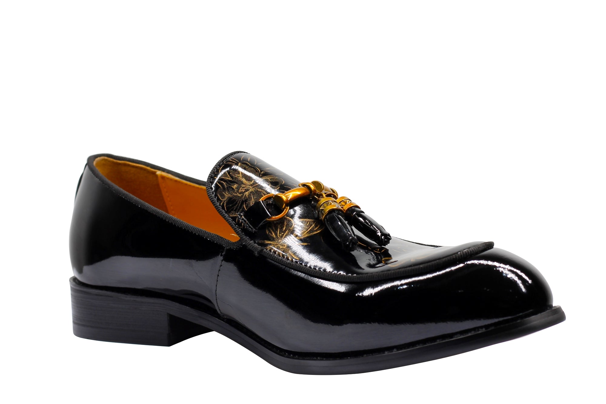 Real Leather Shiny Snaffle Bit Trim Tassel Loafers