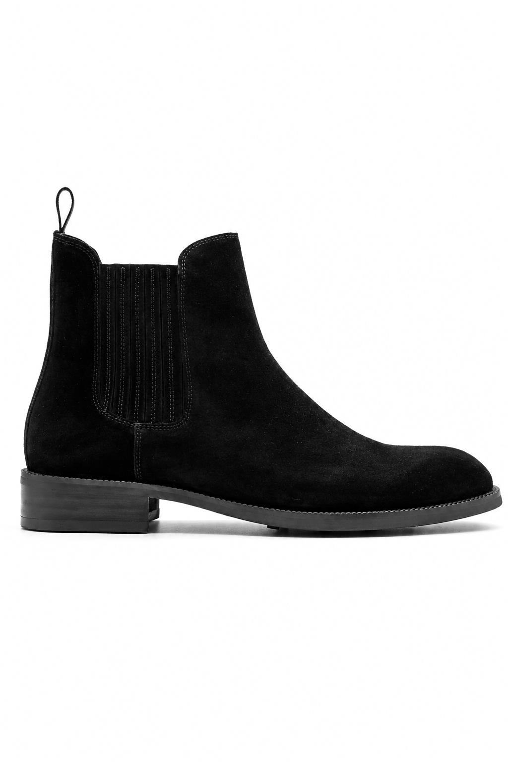 RAMOS Men’s Black Smooth Suede Leather Chelsea Boots