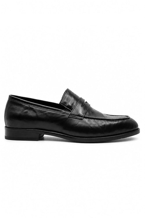 CRUX Men’s Black Calf Leather Penny Loafers
