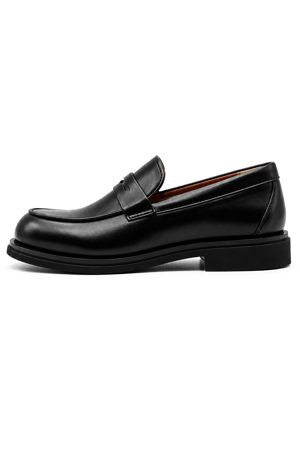 Men's Black Faux Leather Penny Strap Loafers