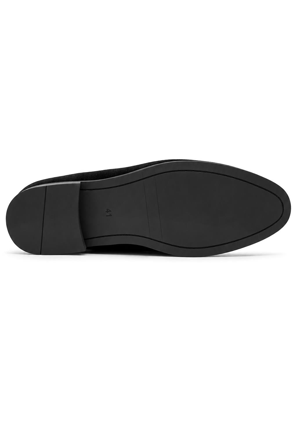 Men's Black Smooth Velvet Gold Chain Dress Loafers