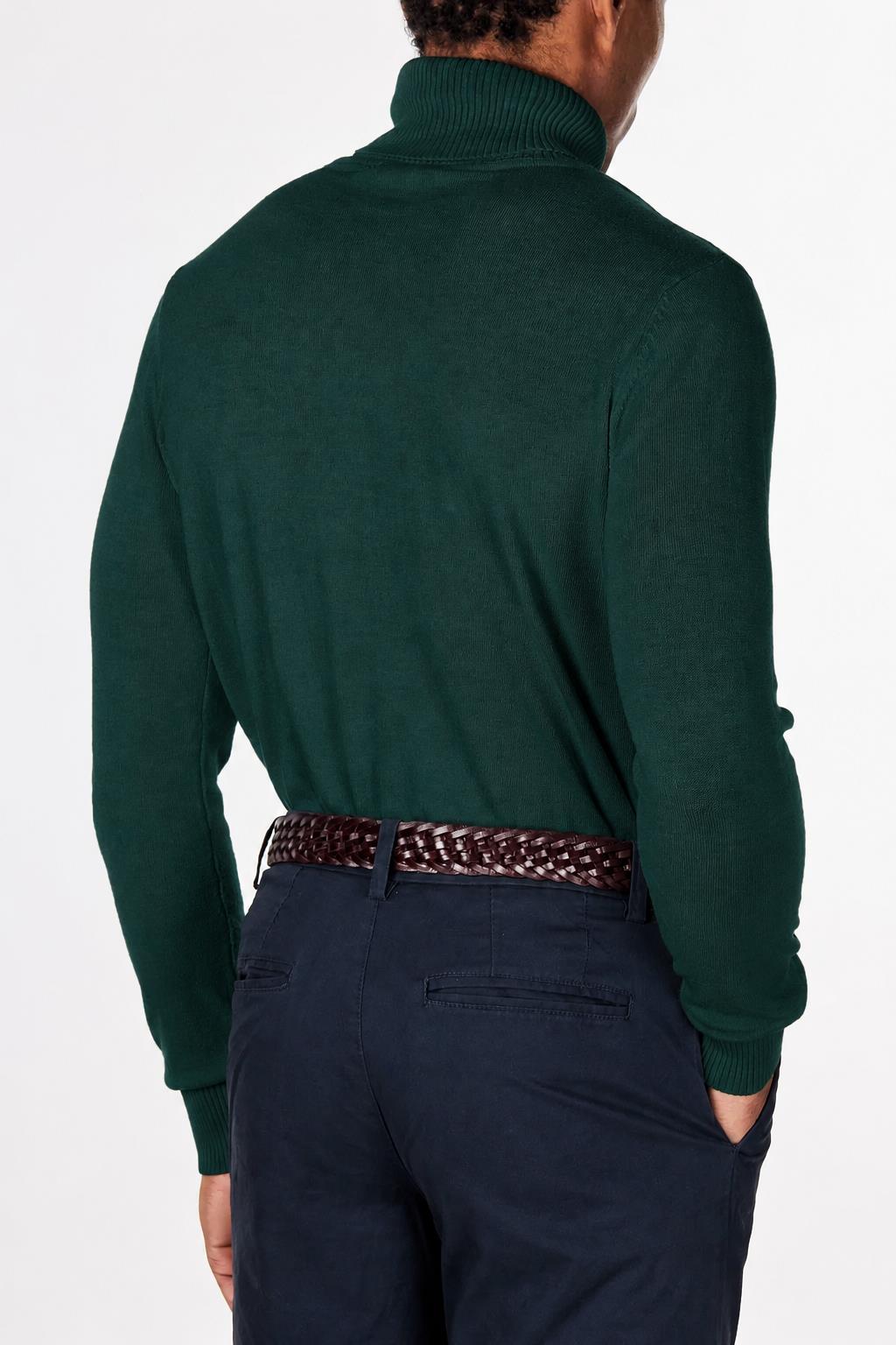 ROLL NECK JUMPER LIGHTWEIGHT STRETCH COTTON, GREEN