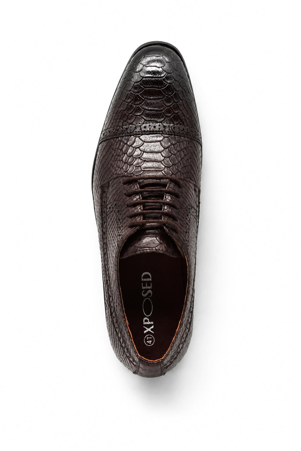 Men's Brown Printed Faux Leather Derby Dress Shoes
