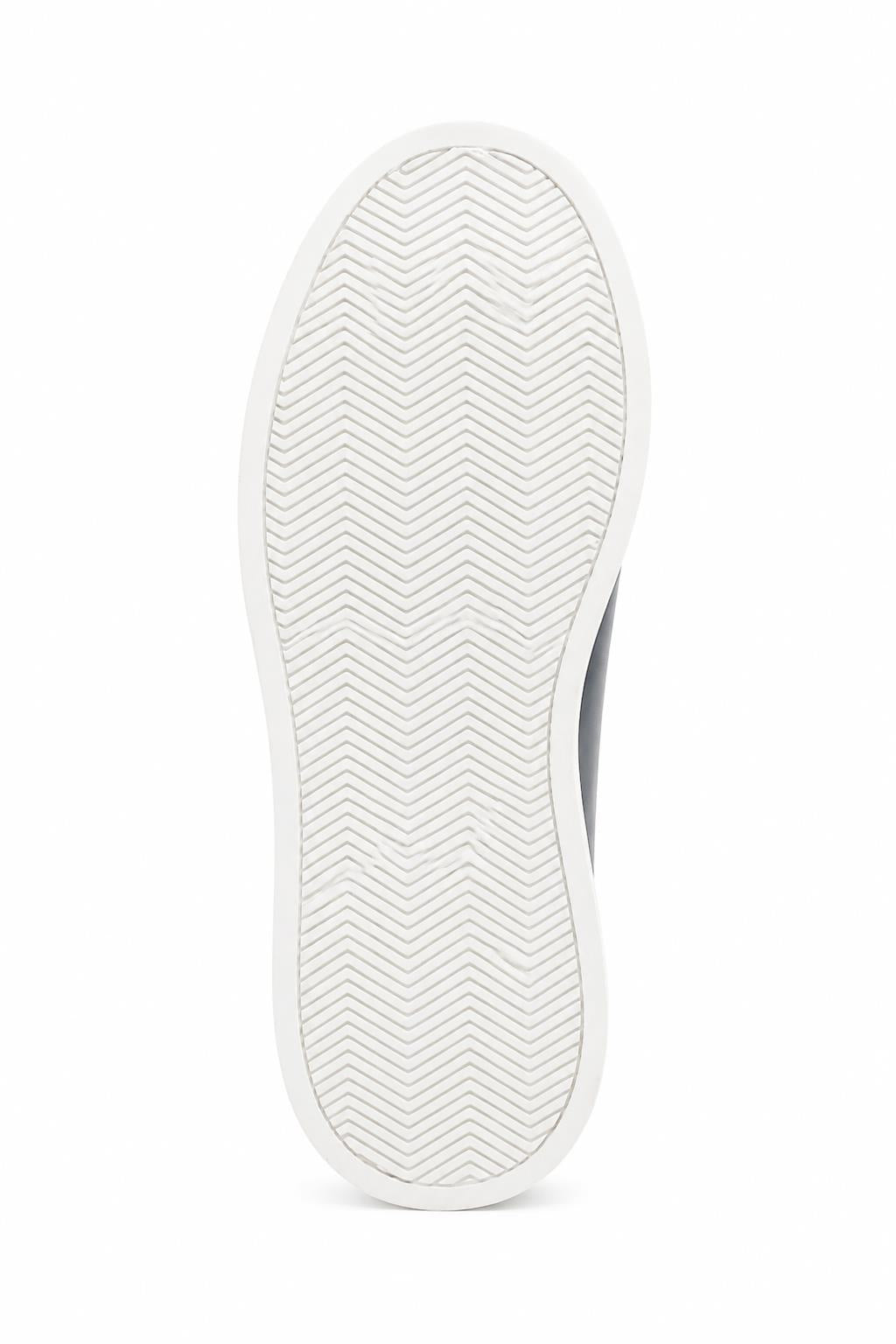 Men's Navy Real Leather Lace-Up Trainers White Sole