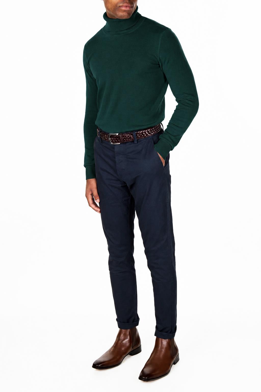 ROLL NECK JUMPER LIGHTWEIGHT STRETCH COTTON, GREEN